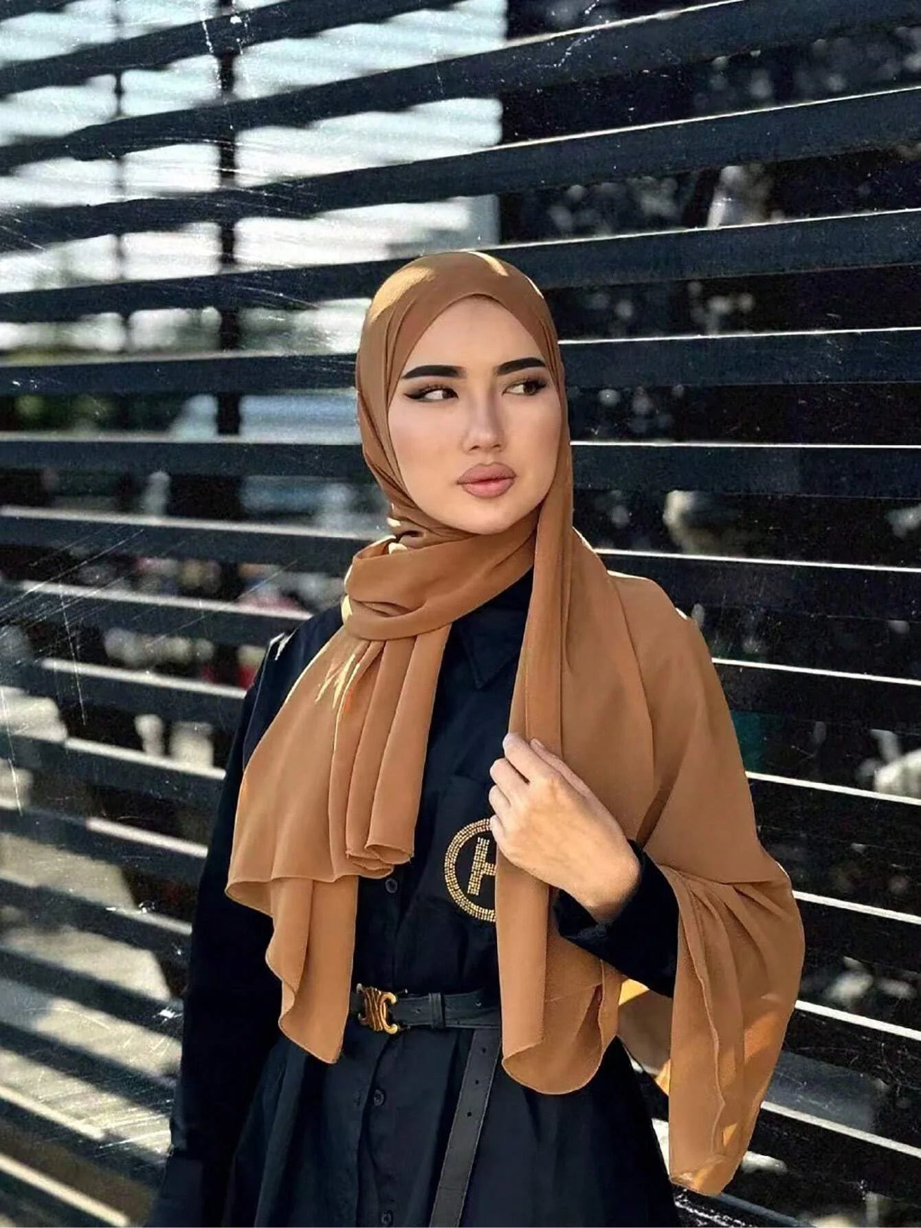 Plain Chiffon Pearl Hijab Scarf
