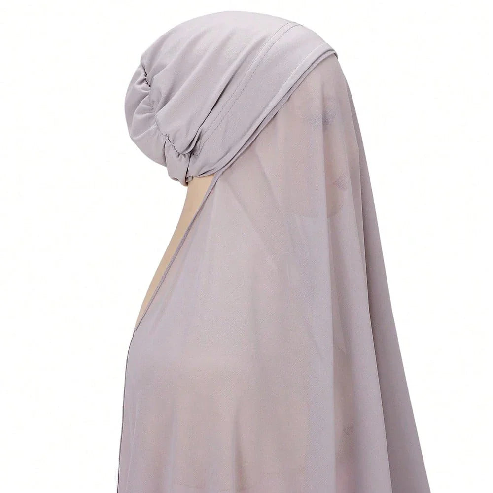 Attached Modal Bonnet Chiffon Hijab