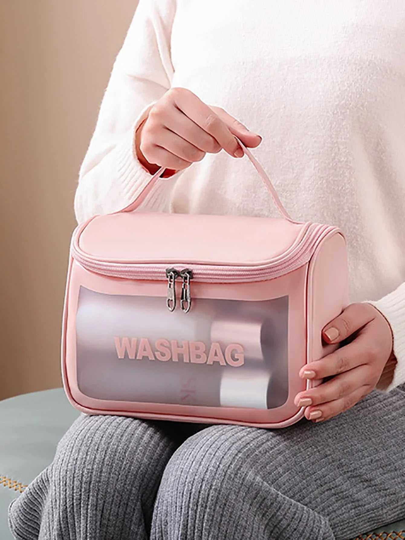 Pink Clear Travel Makeup Bag