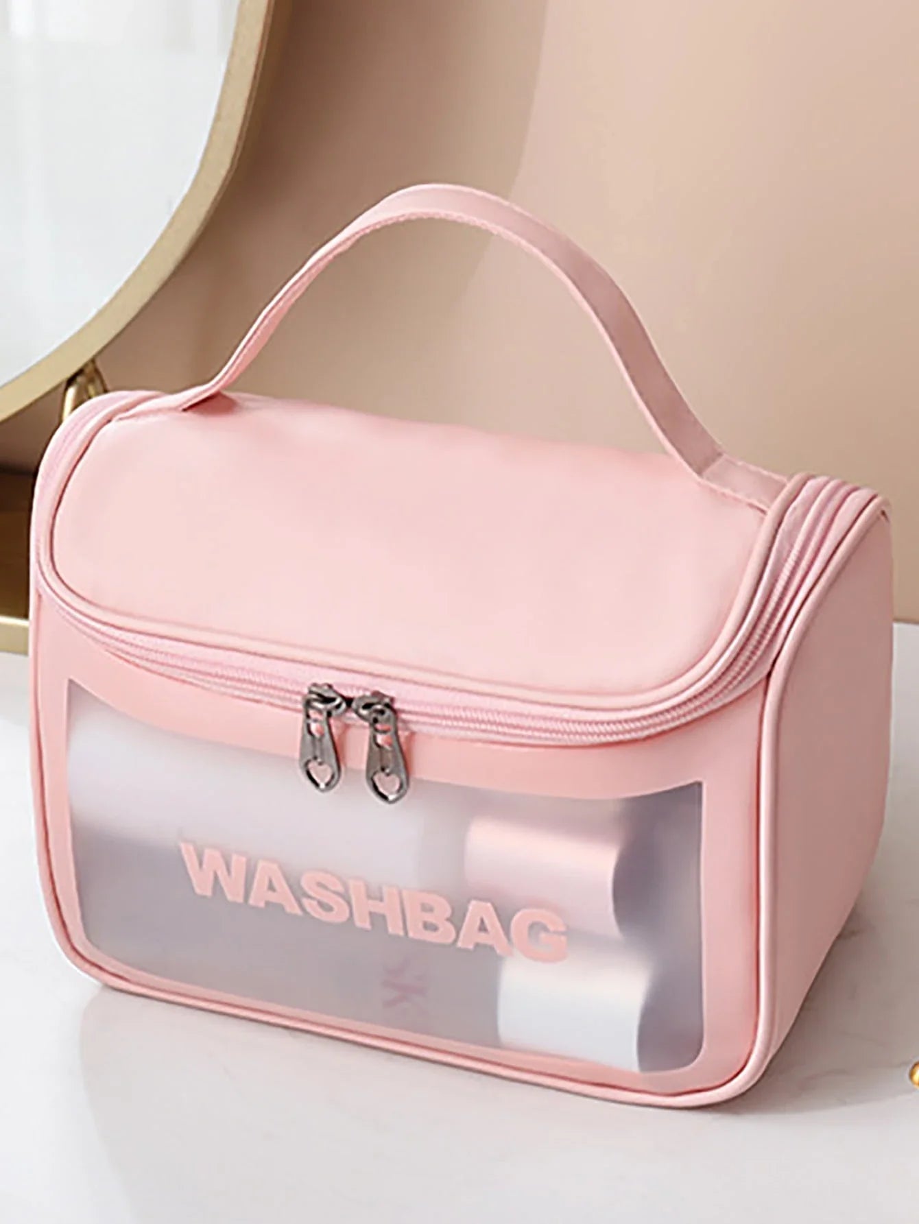 Pink Clear Travel Makeup Bag