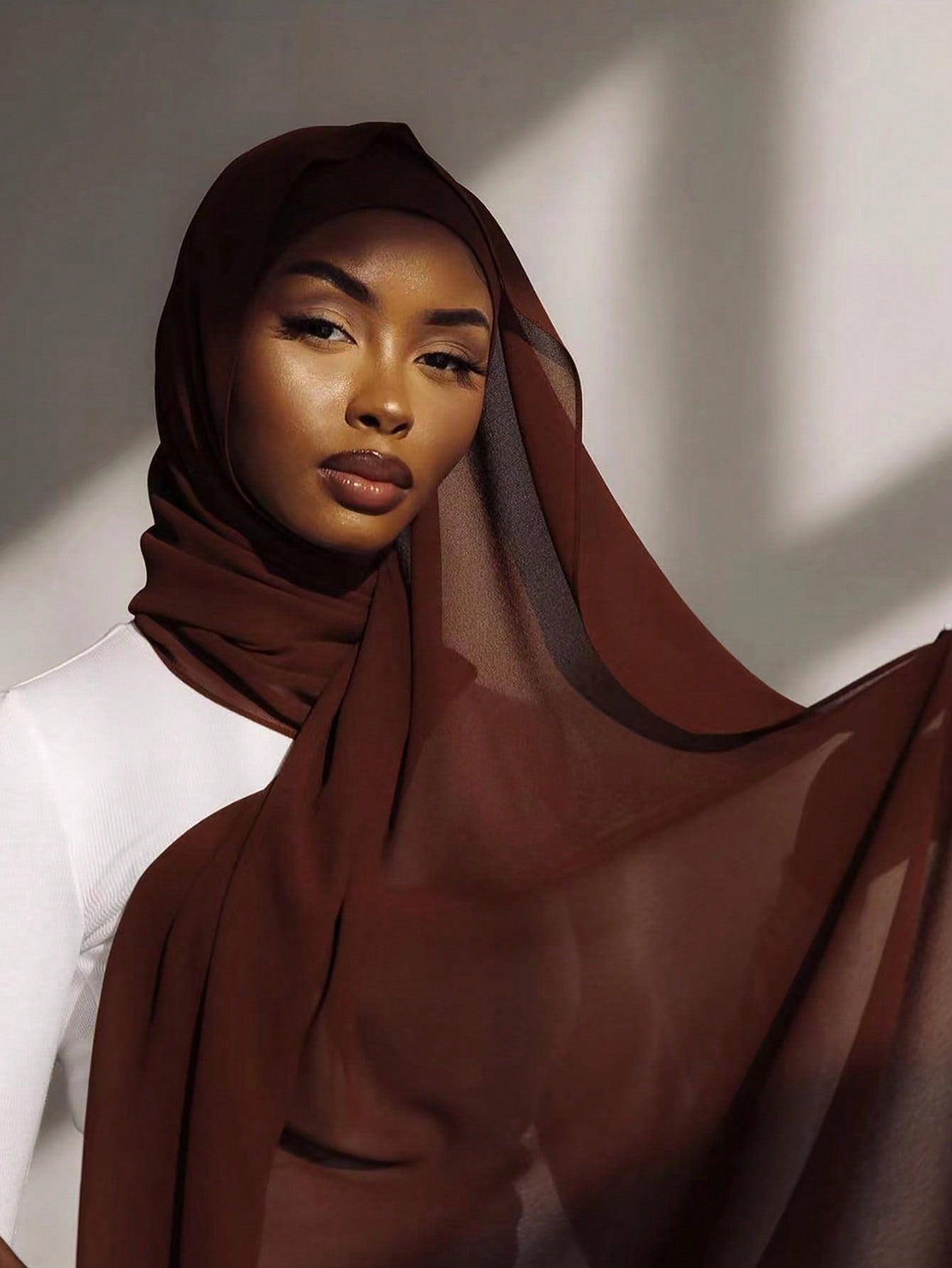 Faux Pearl Chiffon Hijab Scarf