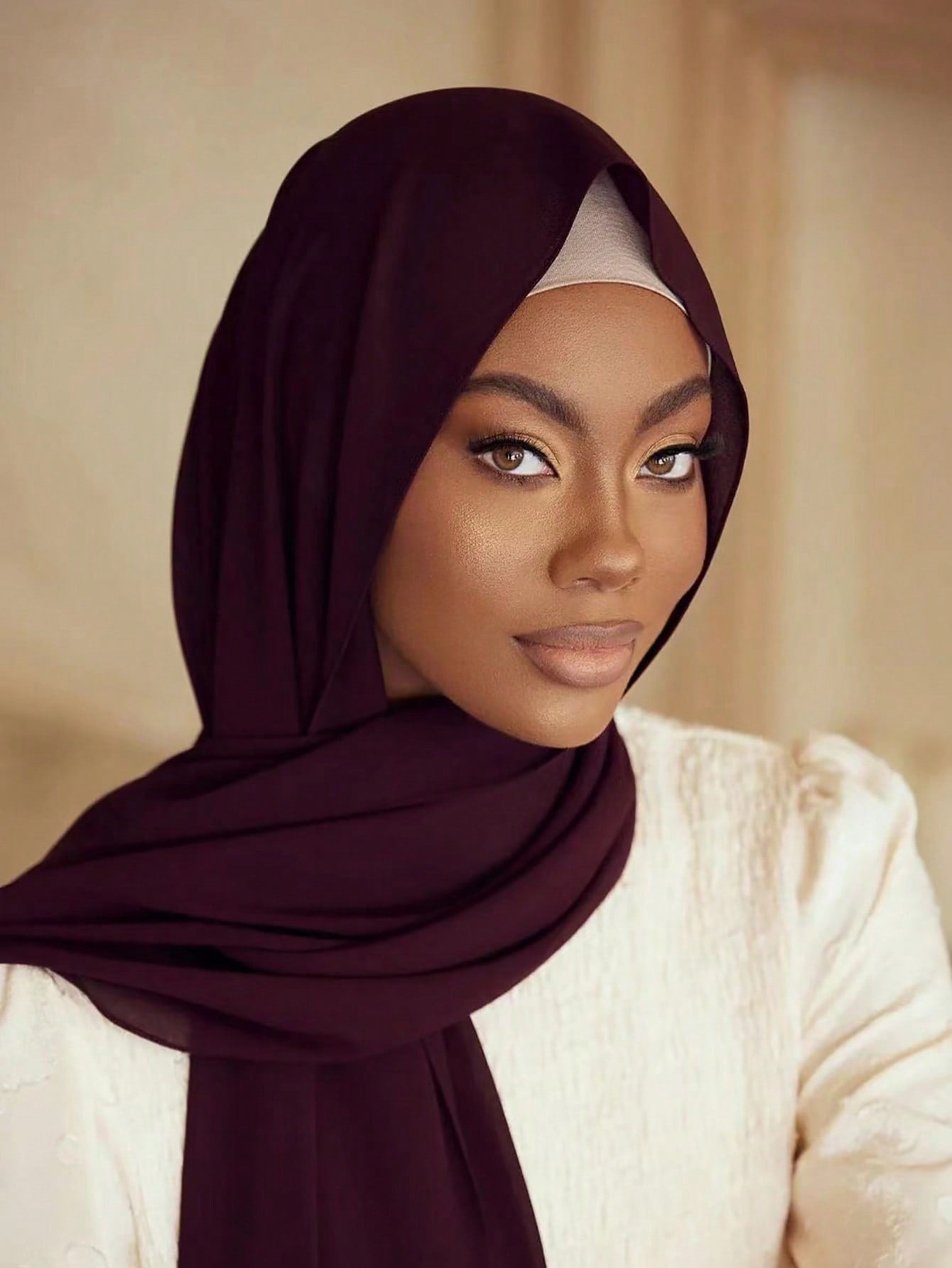 Faux Pearl Chiffon Hijab Scarf