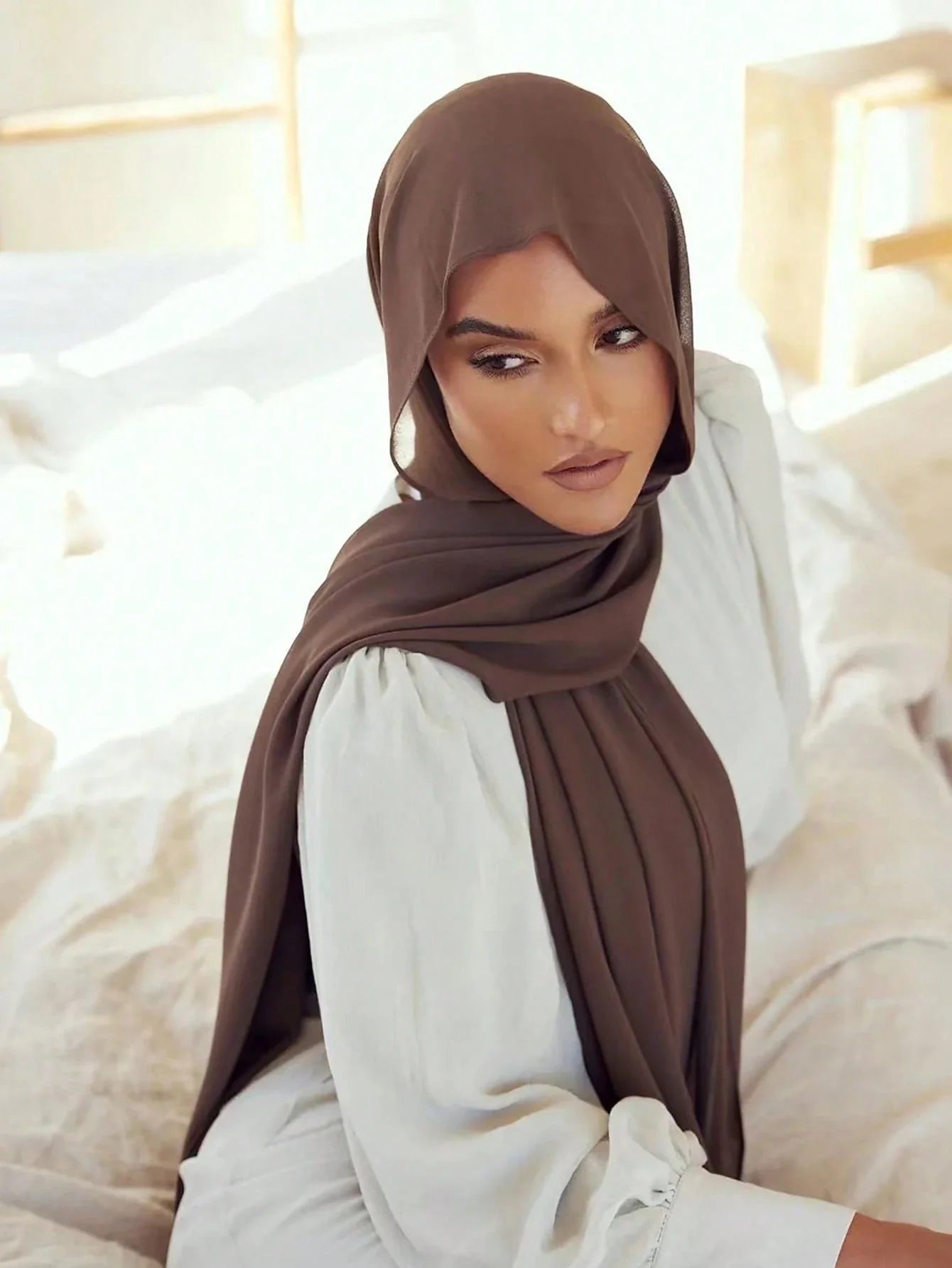 Faux Pearl Chiffon Hijab Scarf