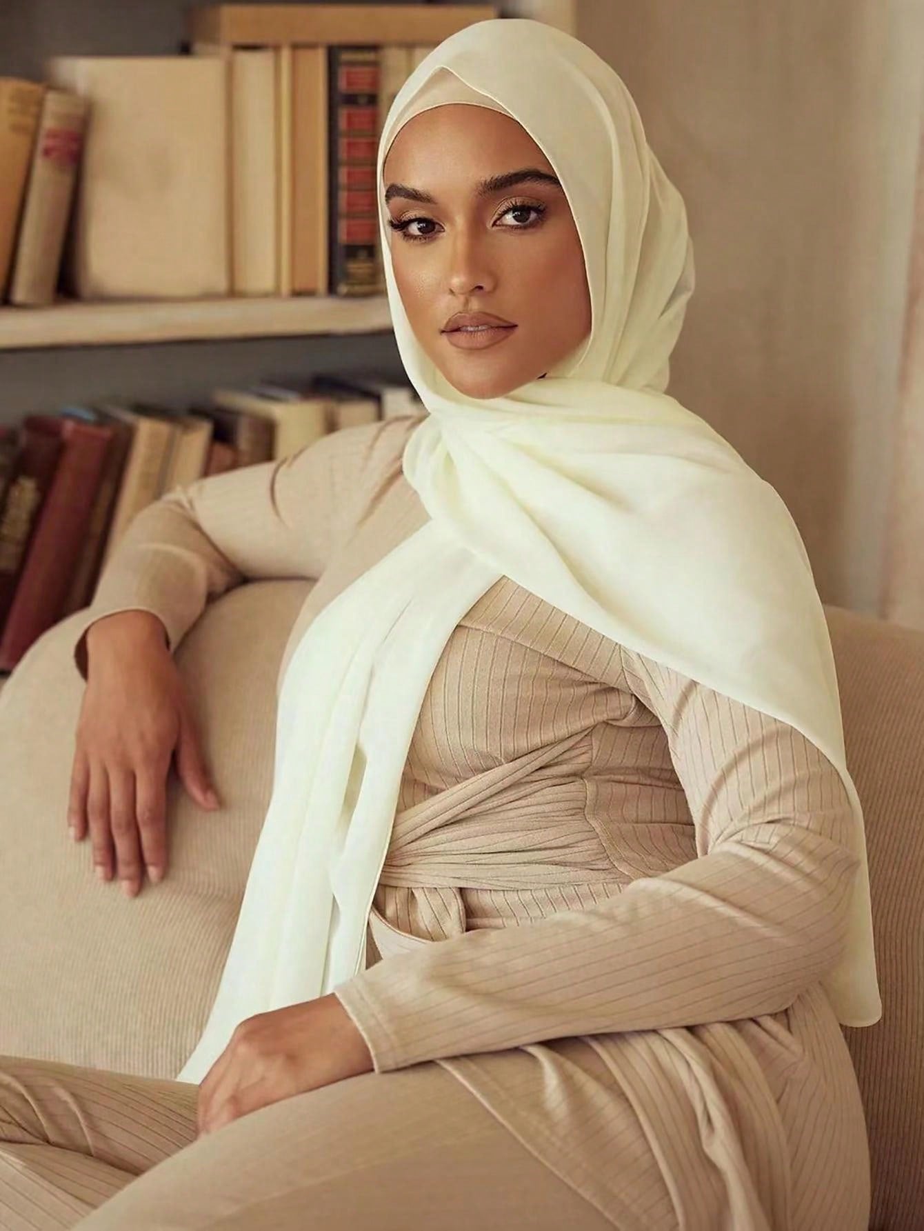Plain Chiffon Pearl Hijab Scarf