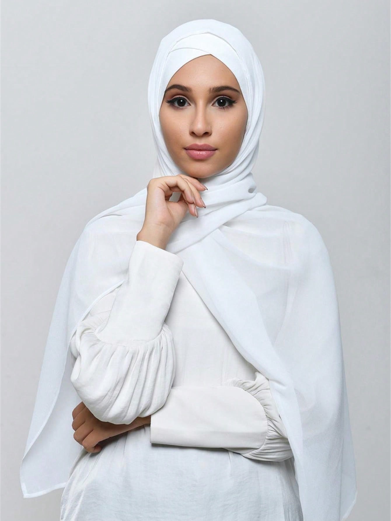 Faux Pearl Chiffon Hijab Scarf