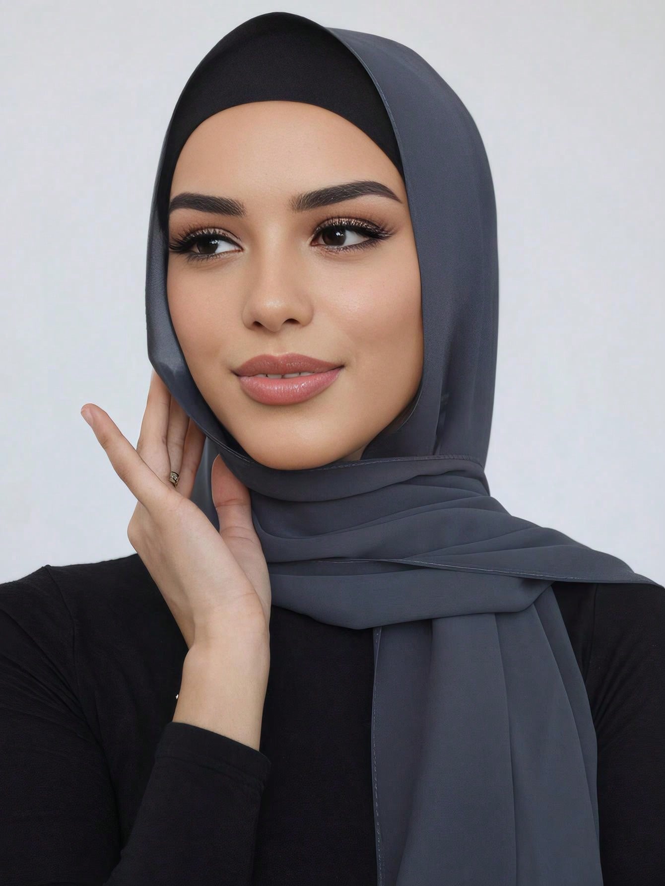 Faux Pearl Chiffon Hijab Scarf