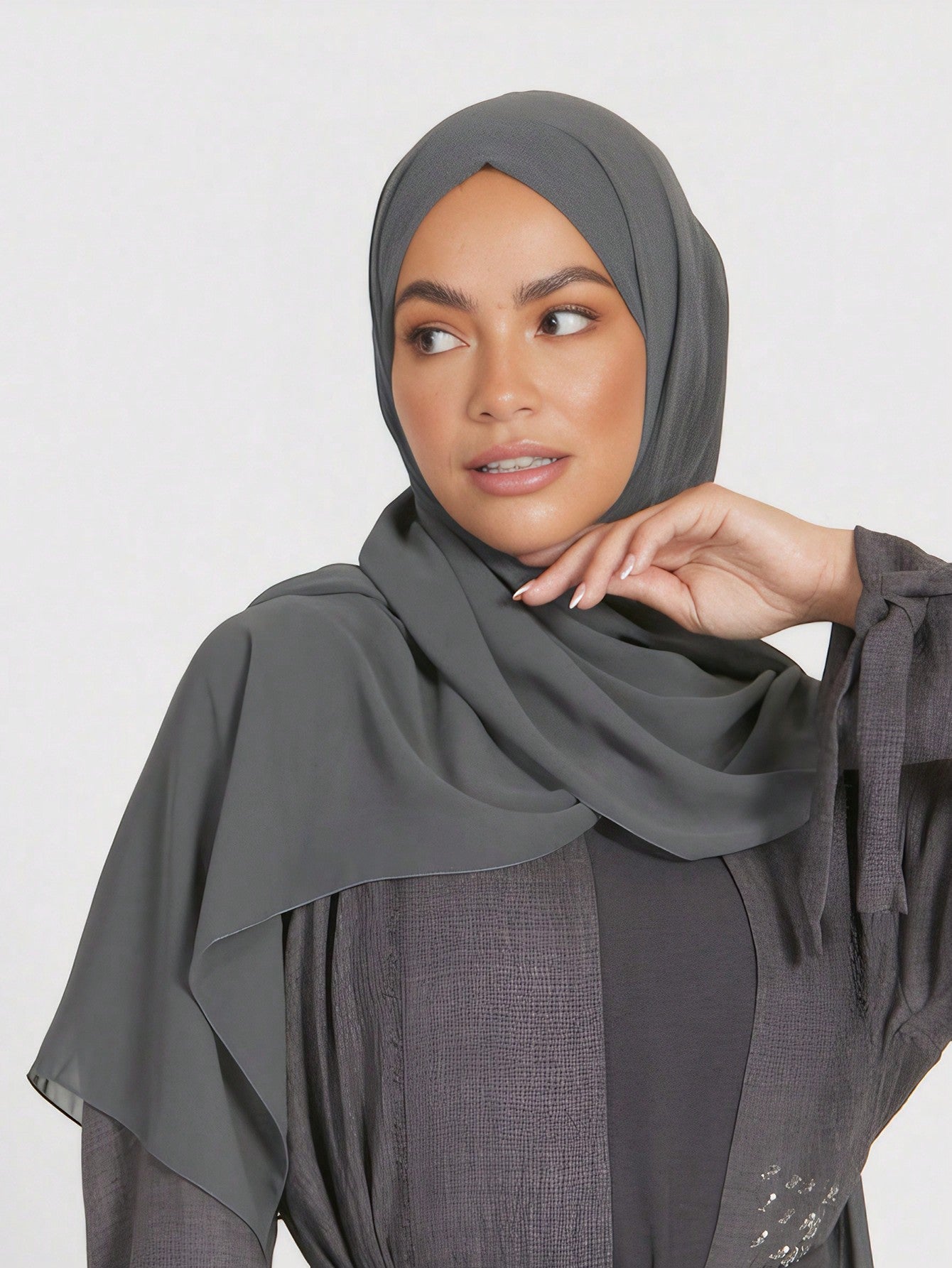 Plain Chiffon Pearl Hijab Scarf