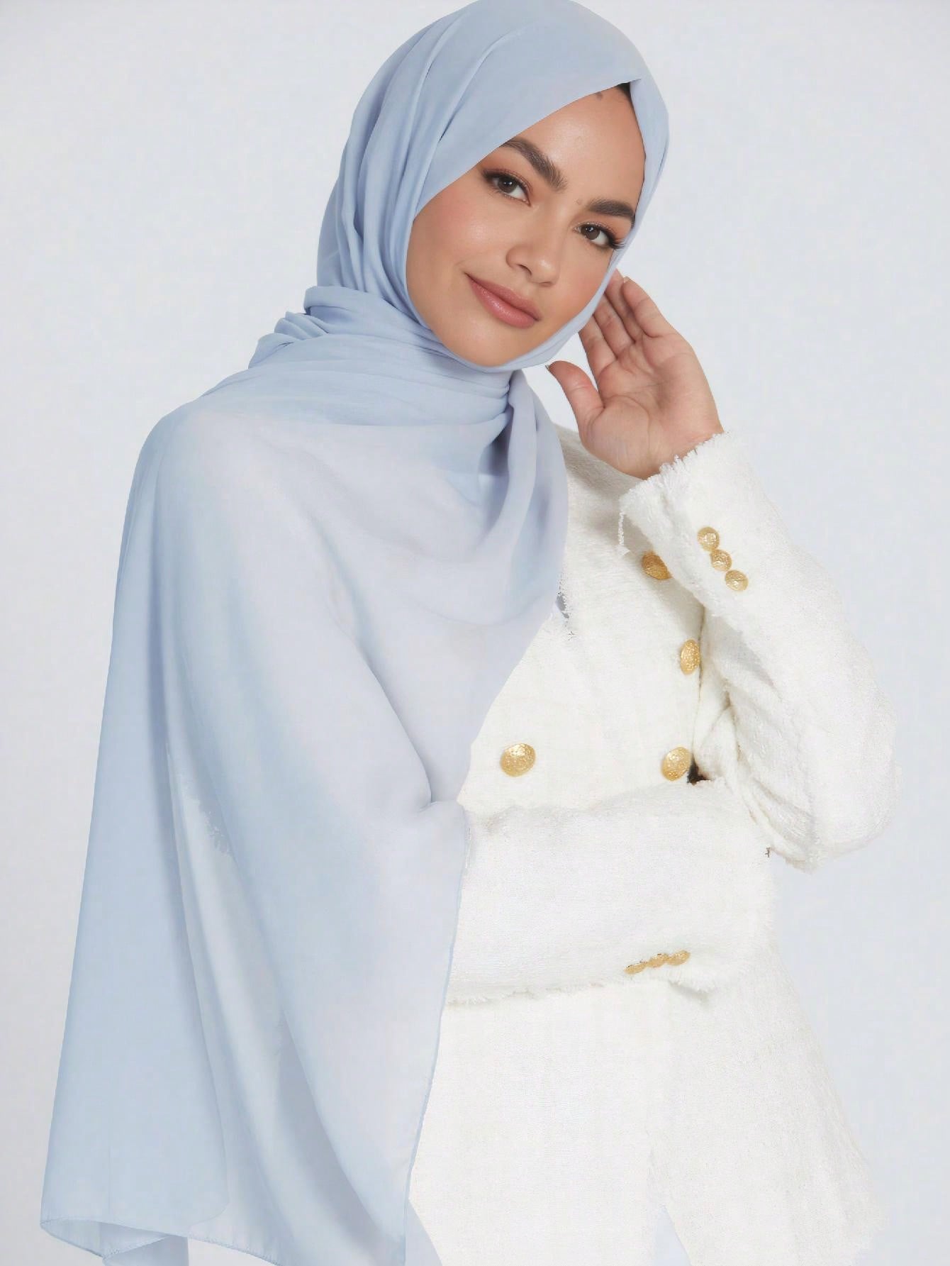 Faux Pearl Chiffon Hijab Scarf