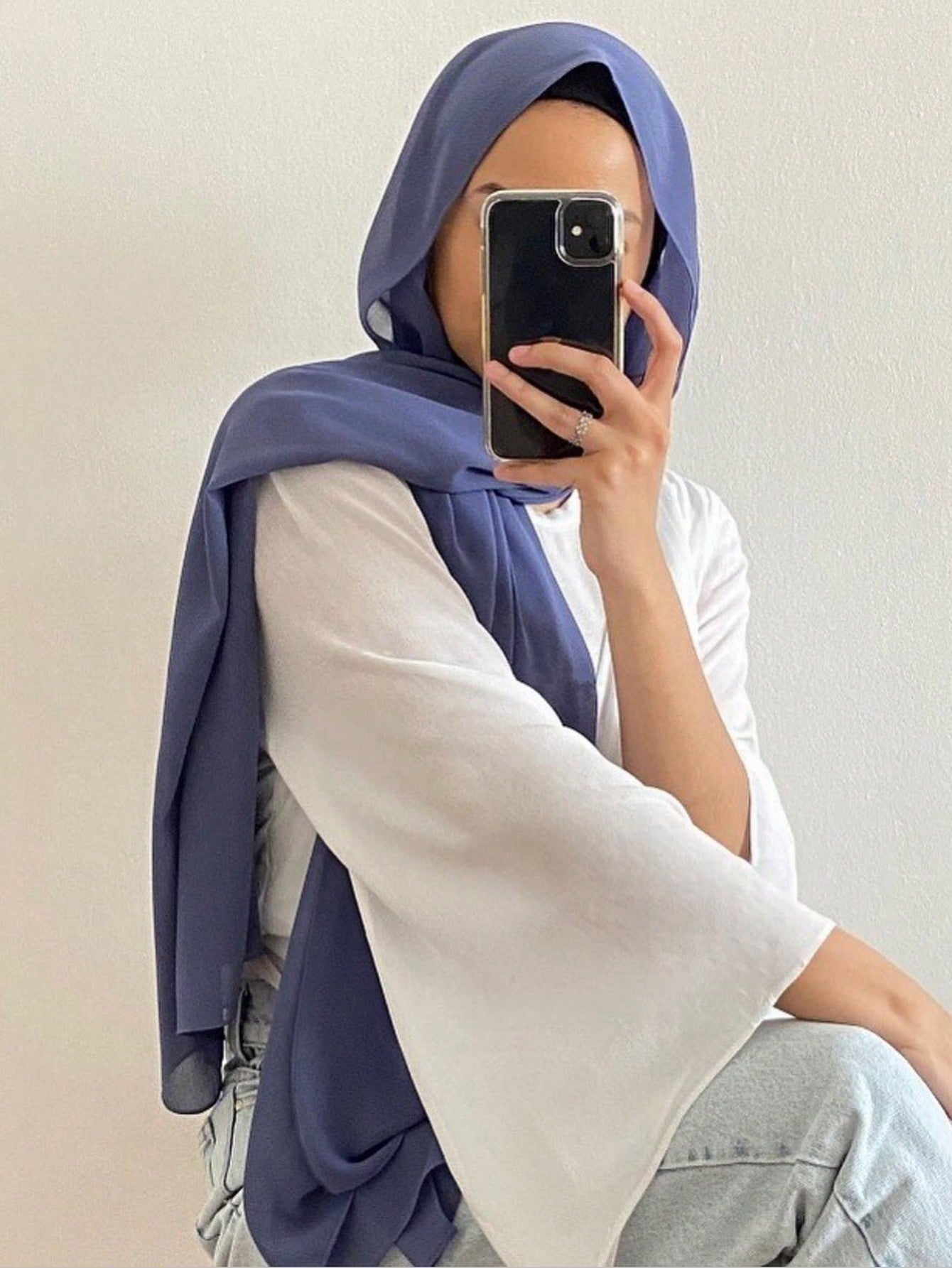 Faux Pearl Chiffon Hijab Scarf