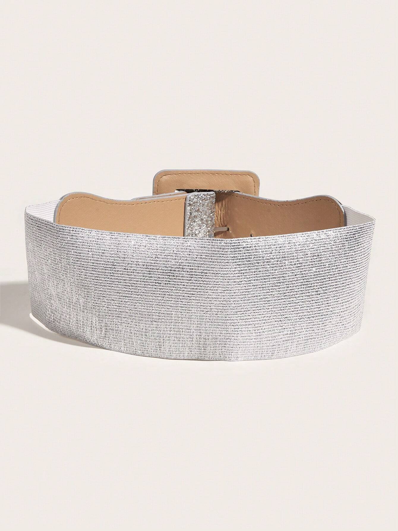 Square Buckle Dress With Belt
