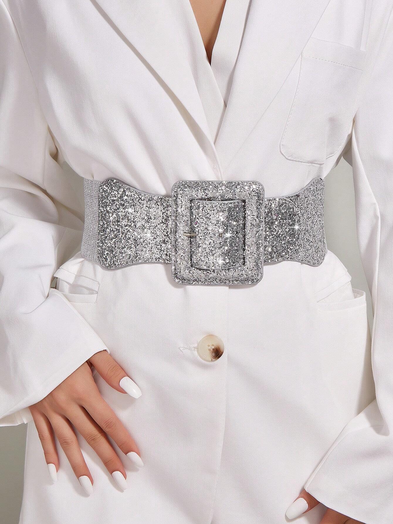 Square Buckle Dress With Belt