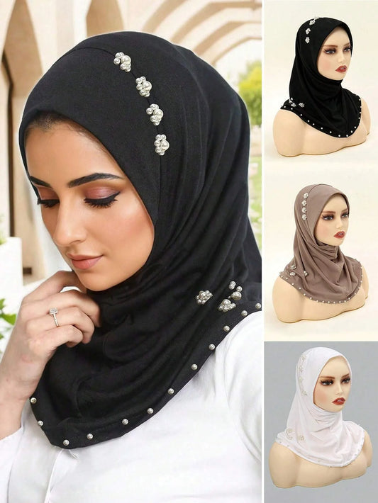 Elegant Pearl & Flower Hijab