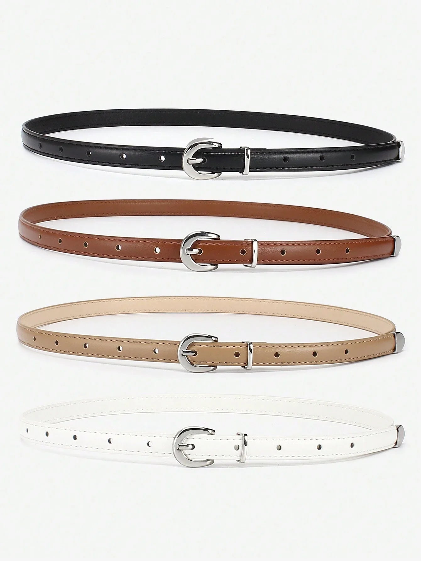 Women's Skinny Leather Belt Set