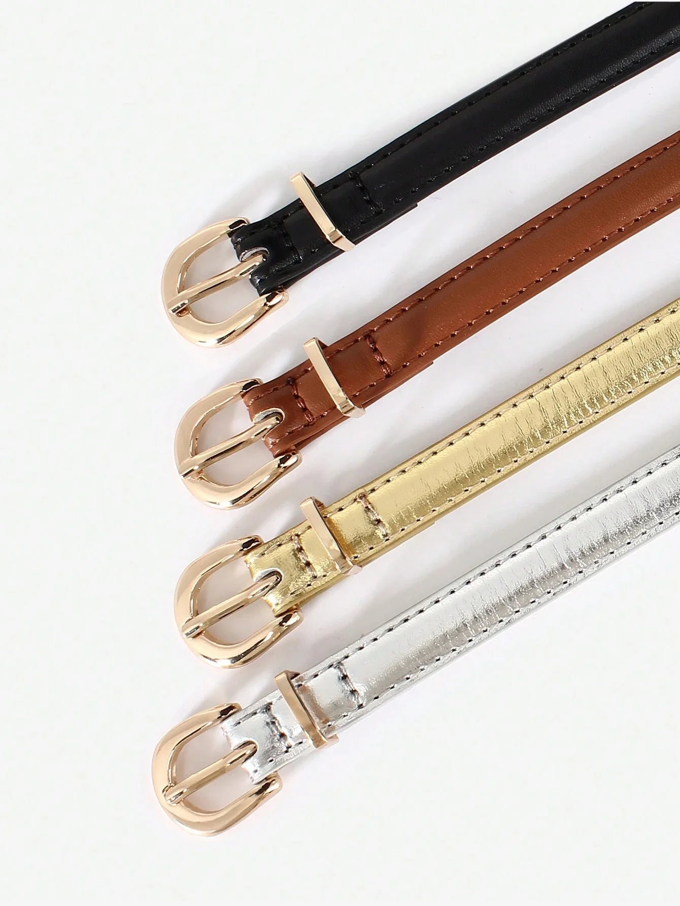 Women's Skinny Leather Belt Set