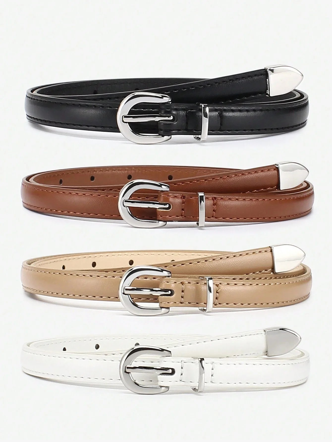 Women's Skinny Leather Belt Set