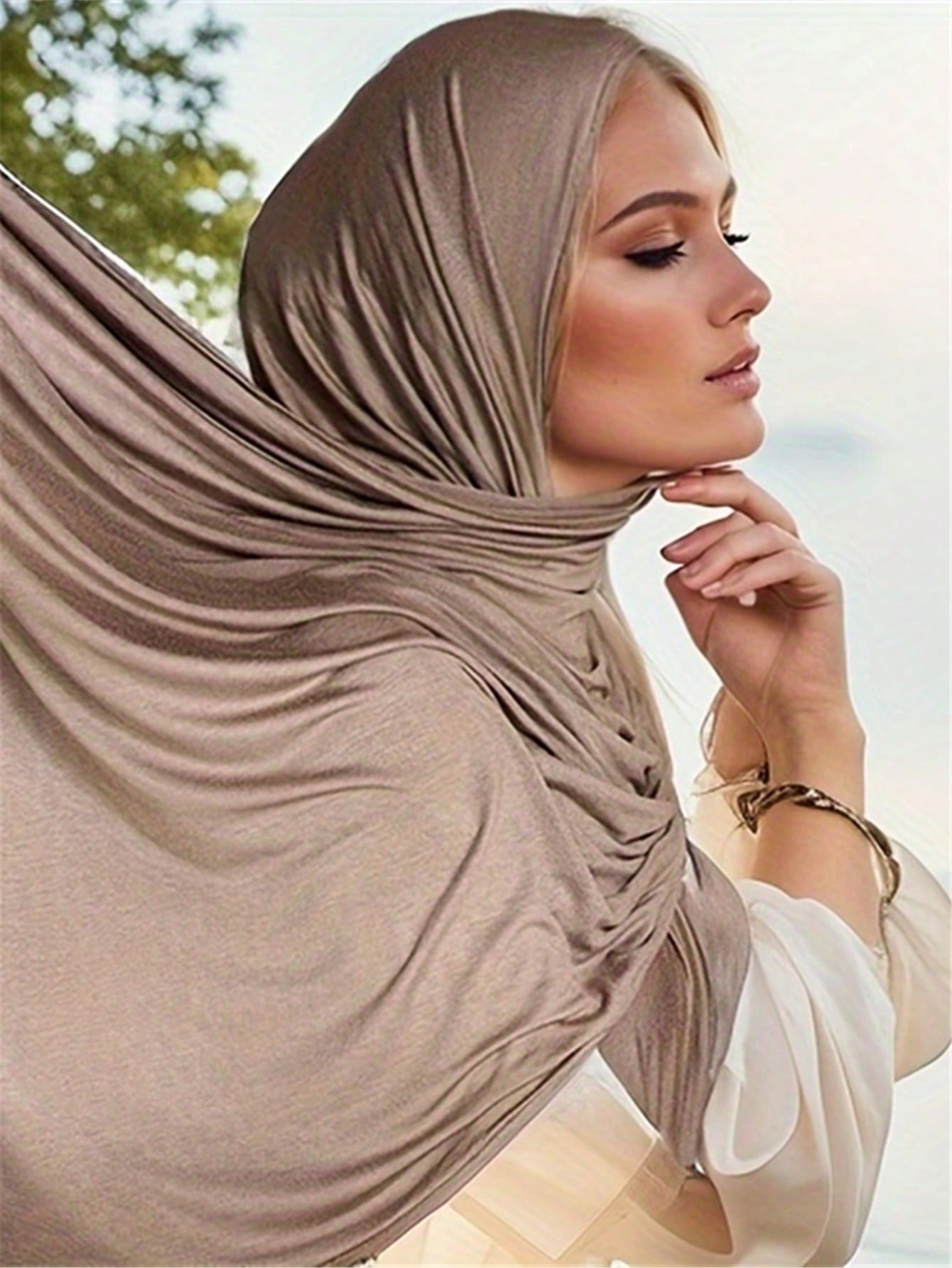 Plus Size Knitted Headscarf Shawl