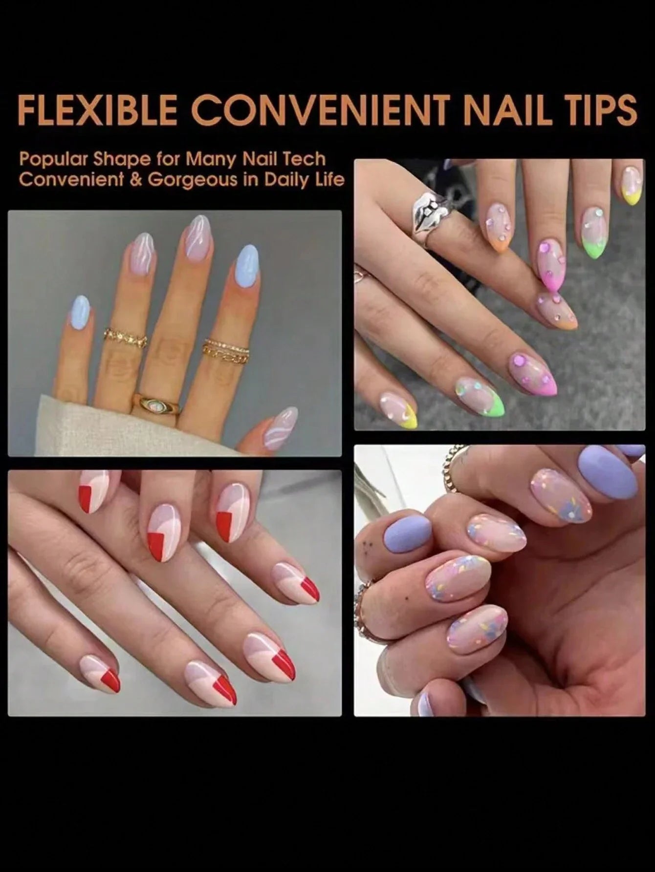 240pcs Almond Shaped False Nails
