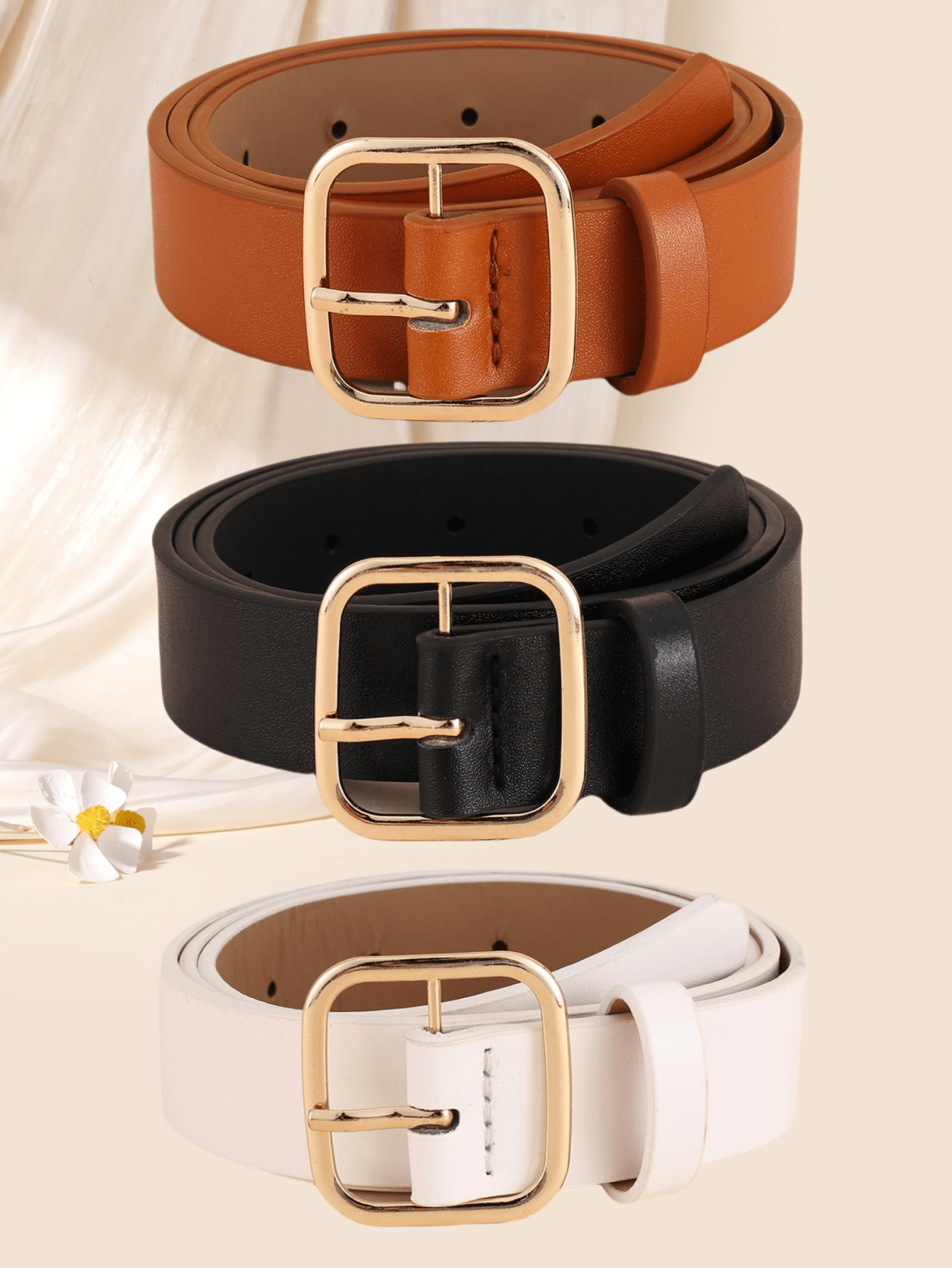 Retro Square Buckle Belt Set