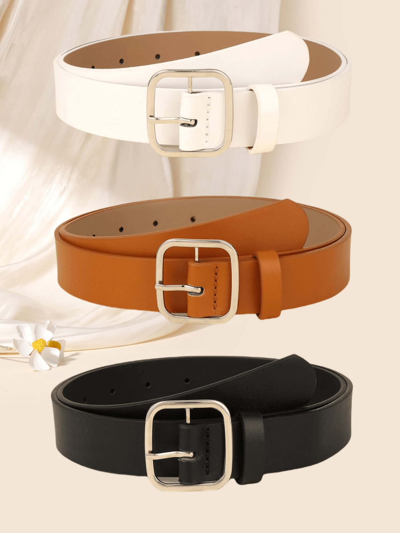 Retro Square Buckle Belt Set