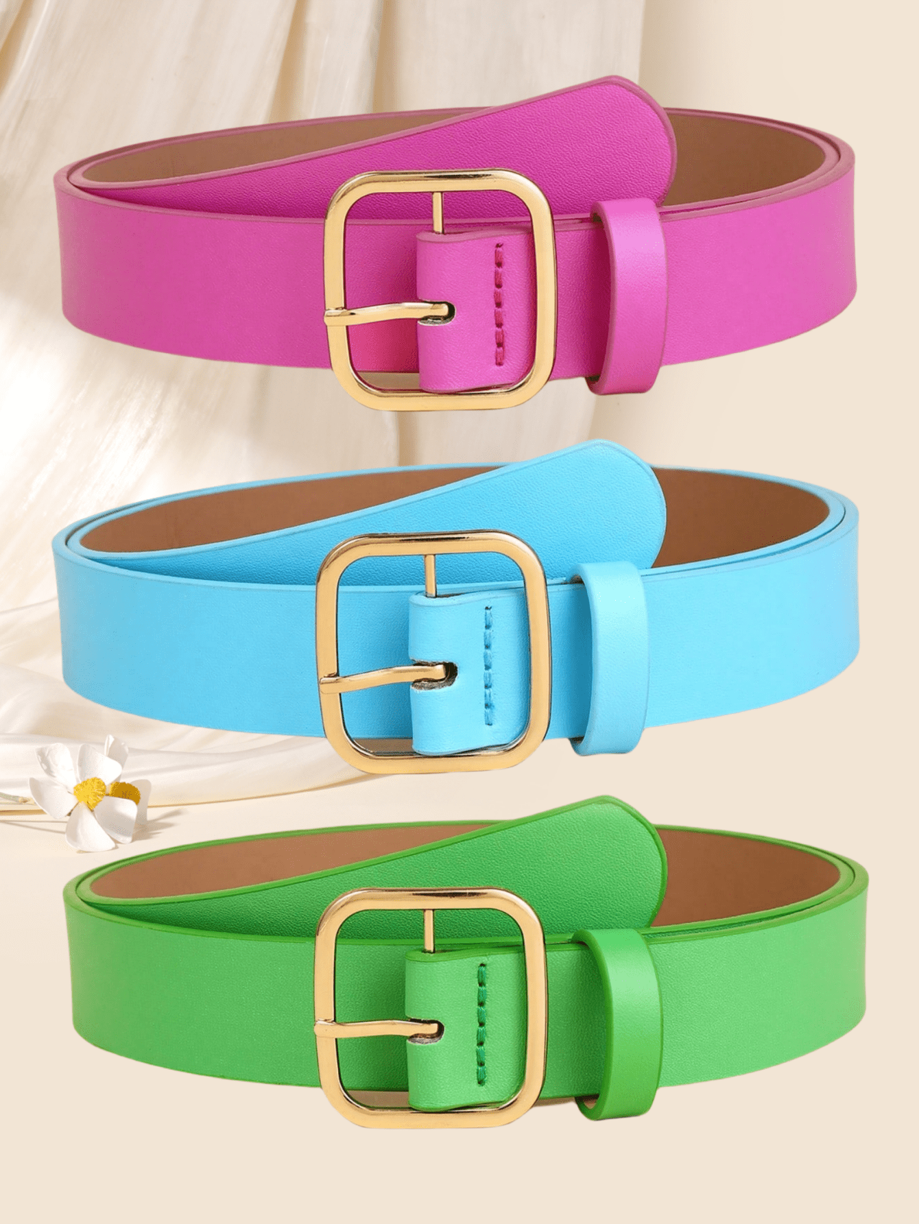 Retro Square Buckle Belt Set