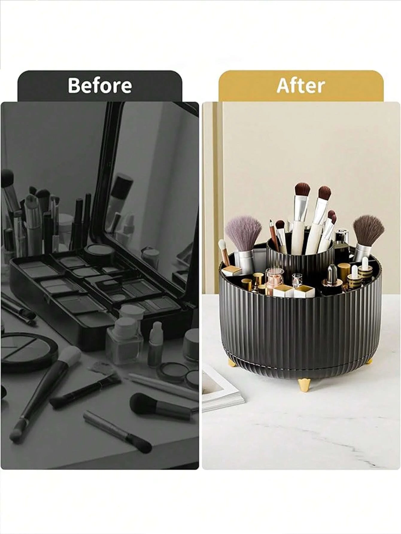360° Rotating Makeup Brush Organizer