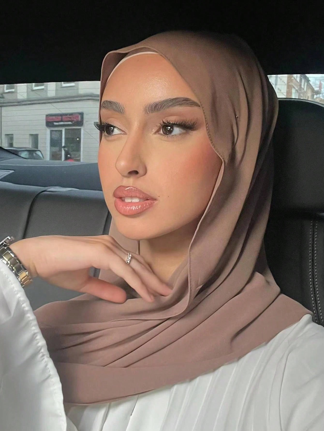 Faux Pearl Chiffon Hijab Scarf