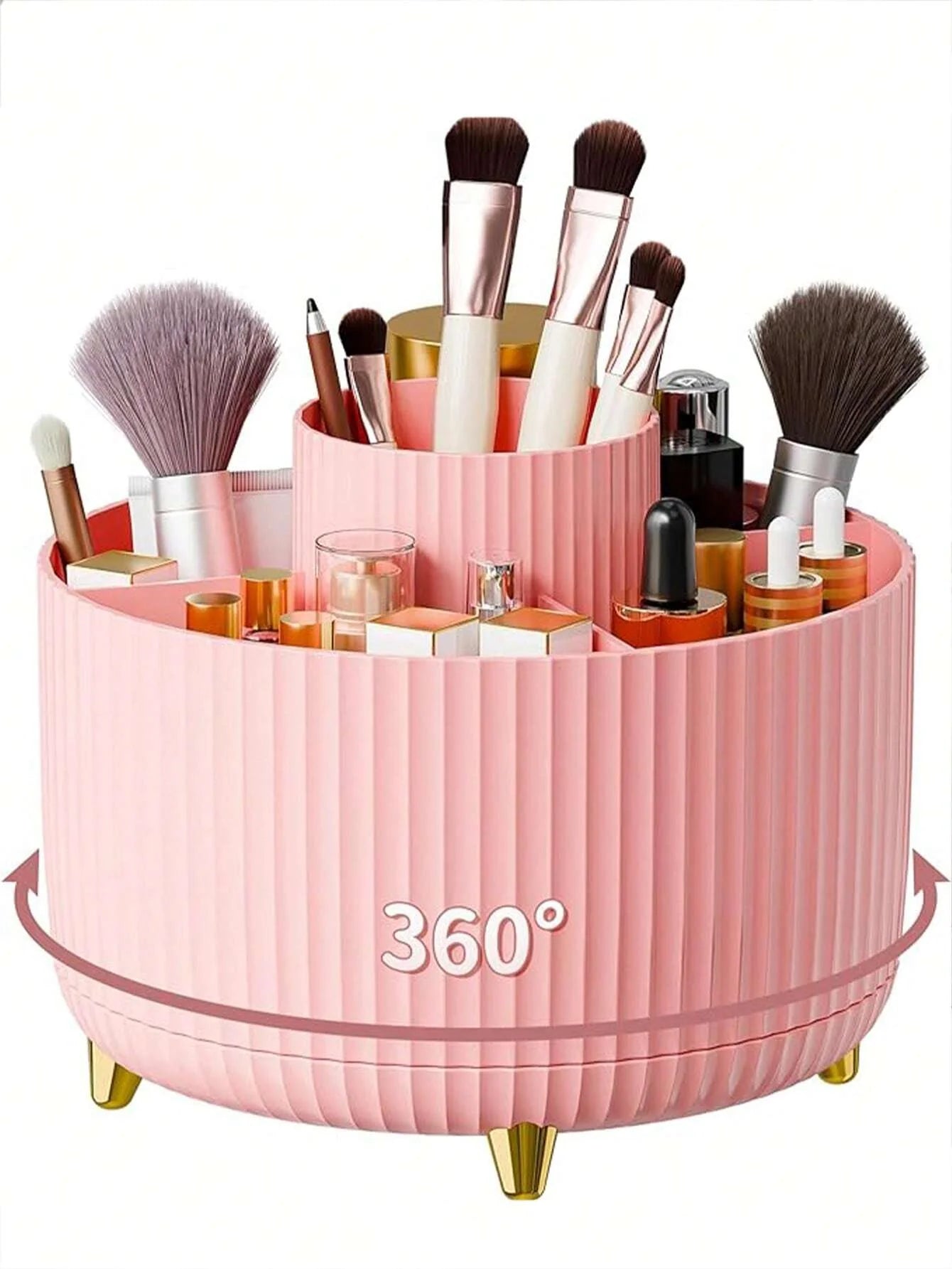 360° Rotating Makeup Brush Organizer