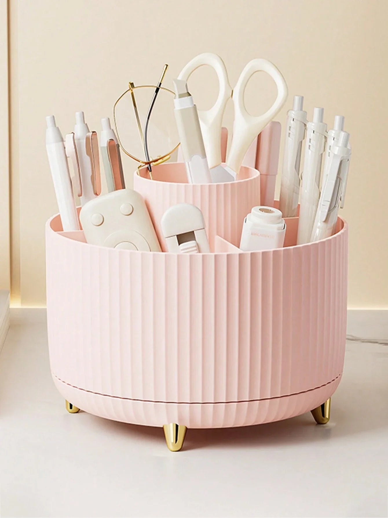 360° Rotating Makeup Brush Organizer