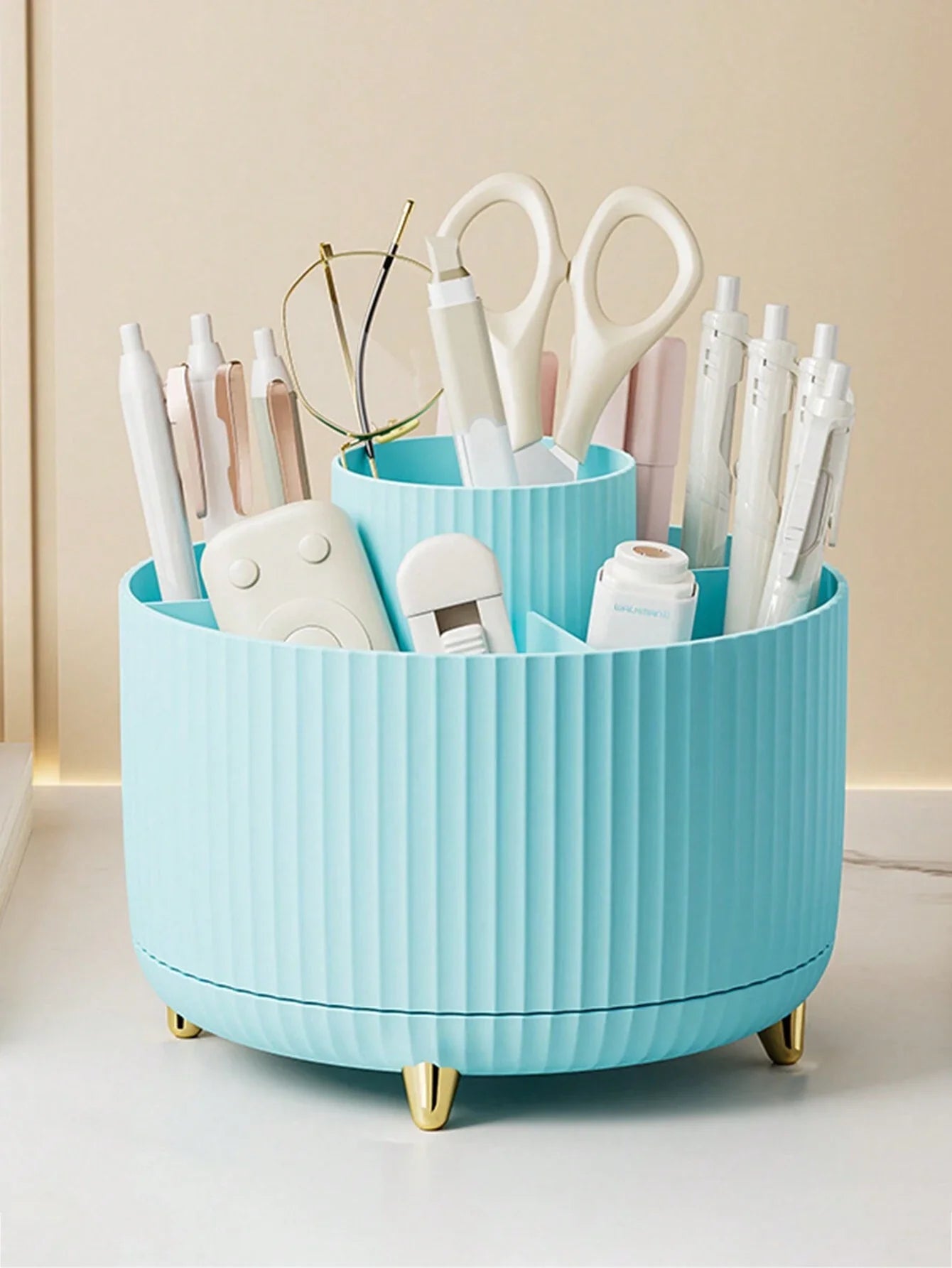 360° Rotating Makeup Brush Organizer