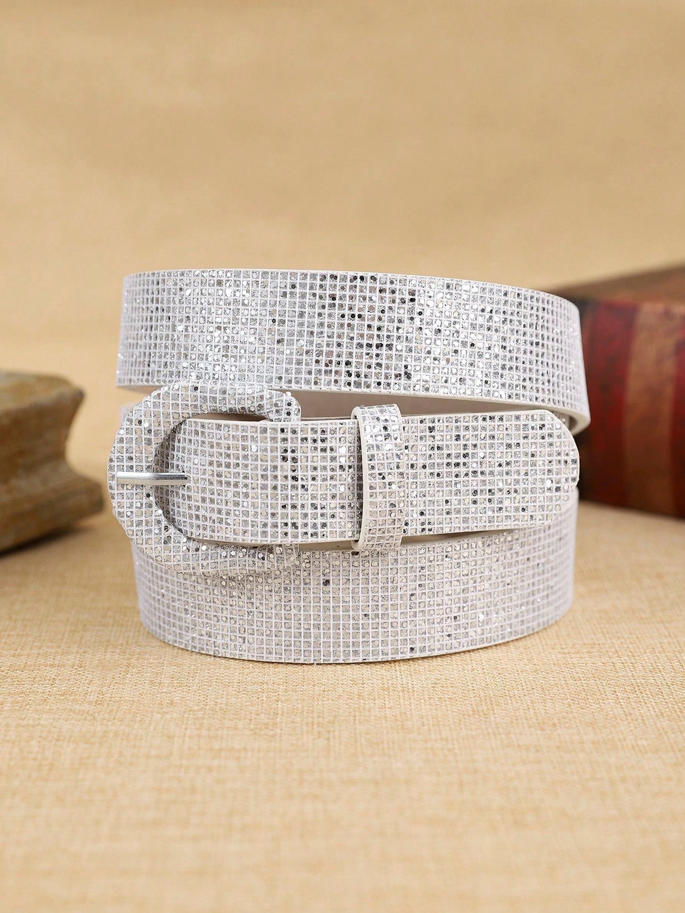 Women PU Glitter Waist Belt