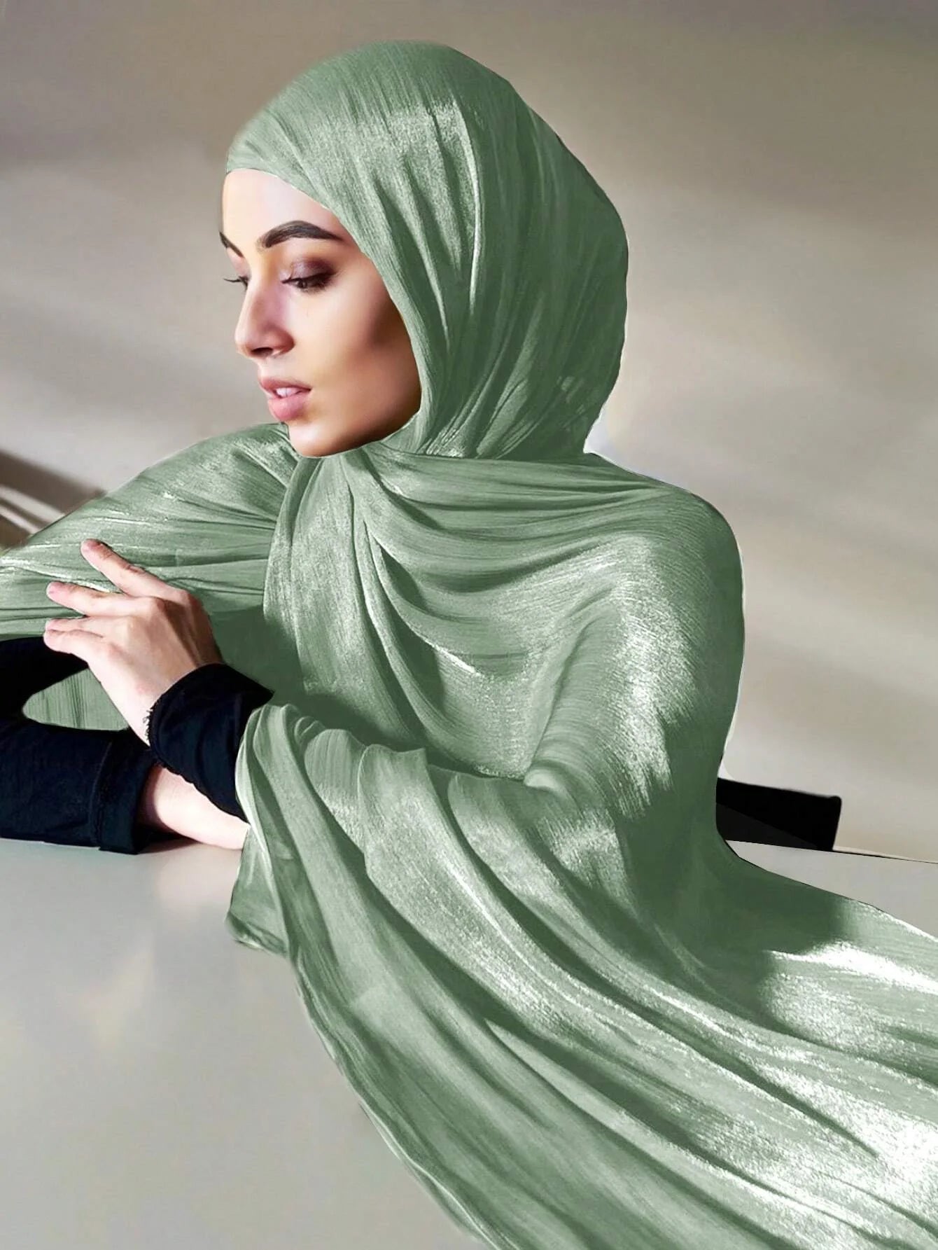 Sparkling Metallic Women Hijab Scarf