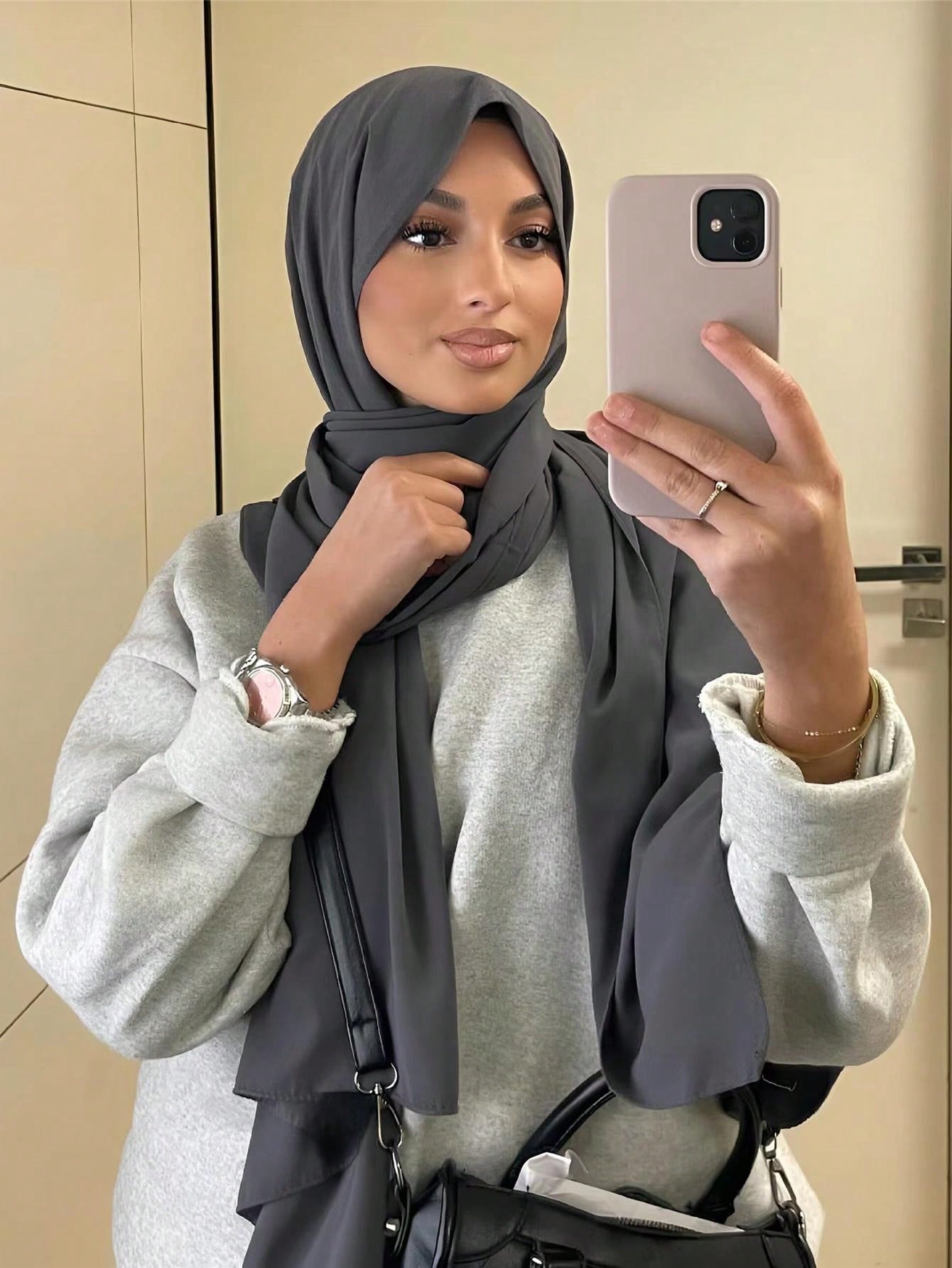 Faux Pearl Chiffon Hijab Scarf