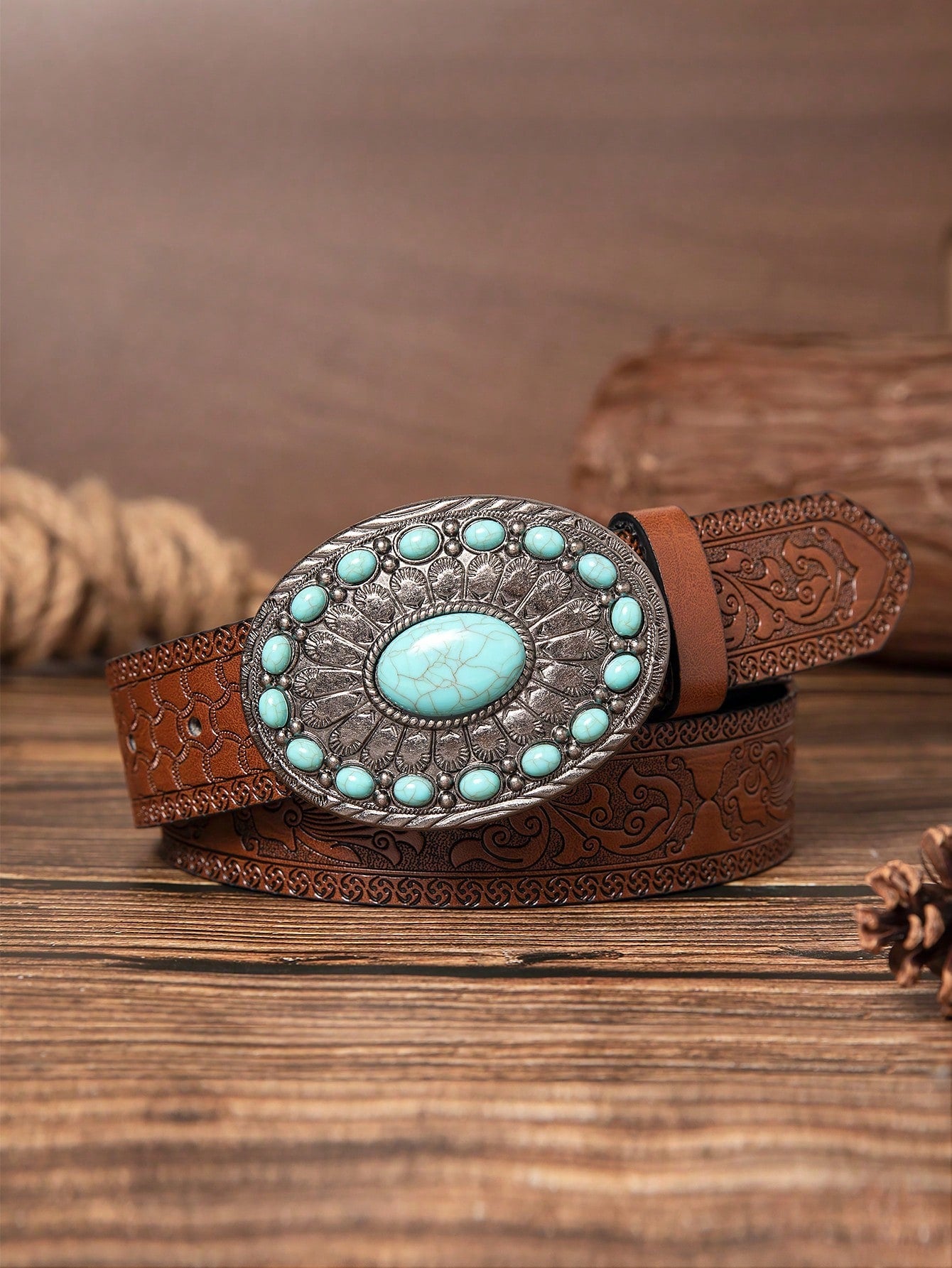Retro Dragon Buckle Leather Belt