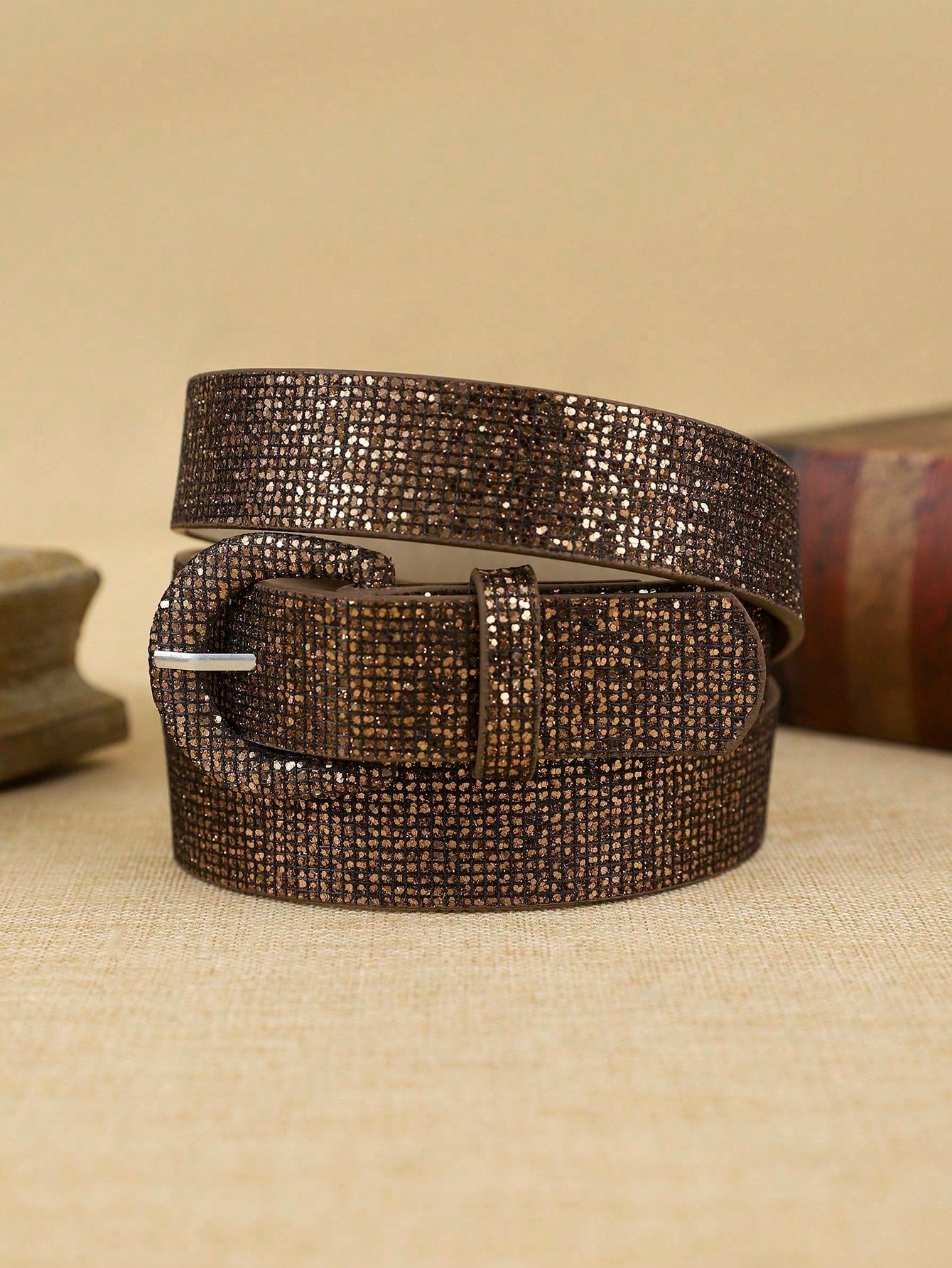Women PU Glitter Waist Belt