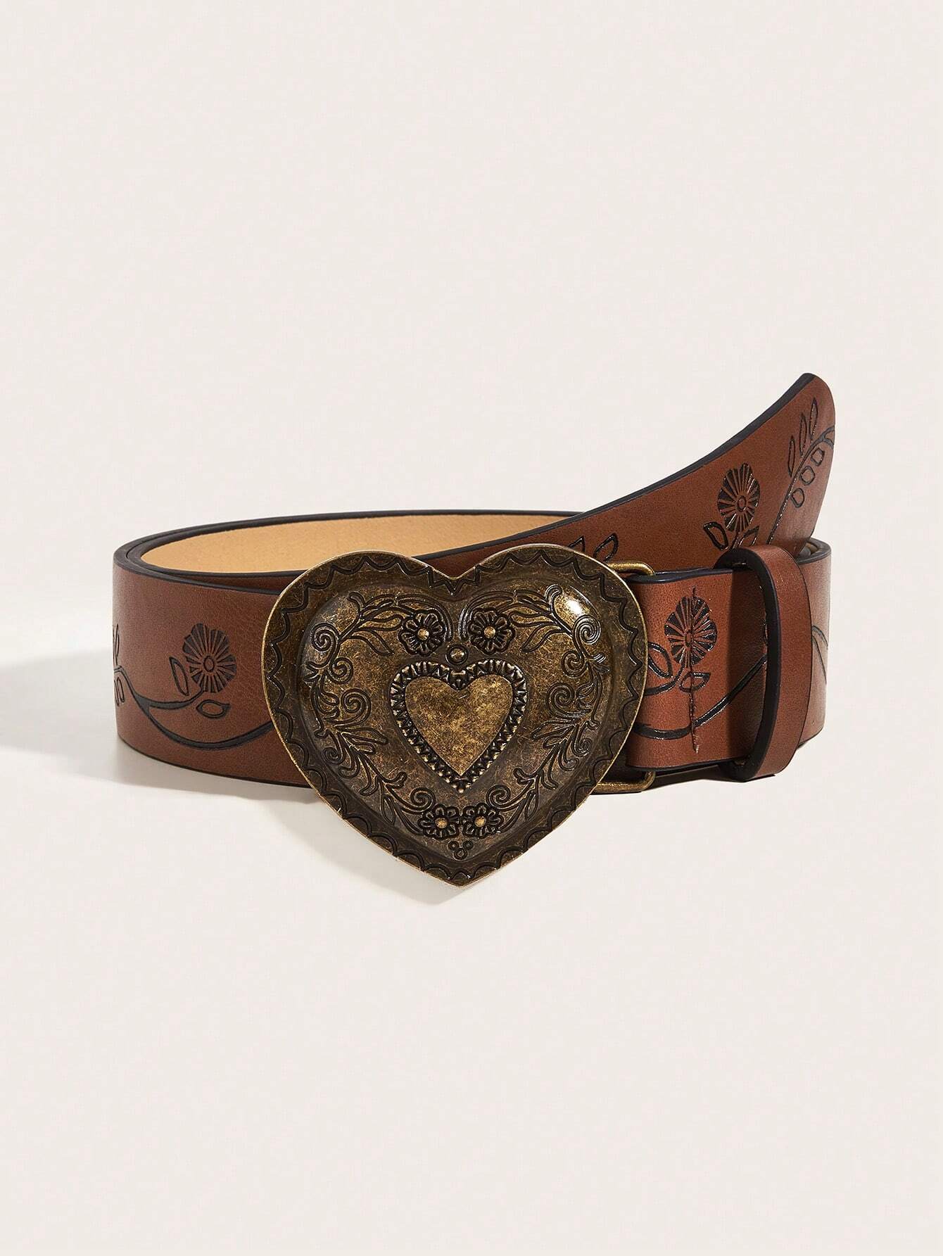 Vintage Printed PU Leather Belt