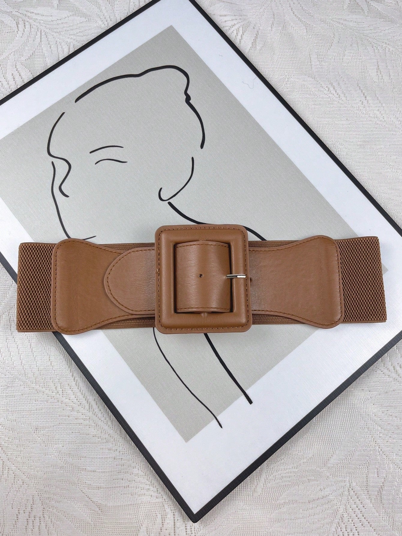 Square Buckle Dress With Belt