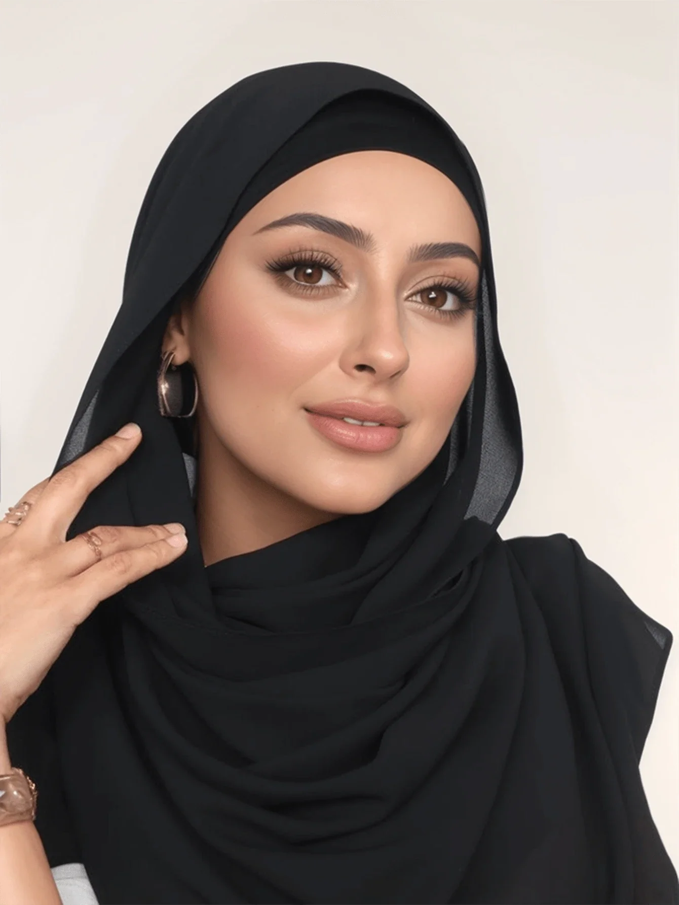 Attached Modal Bonnet Chiffon Hijab