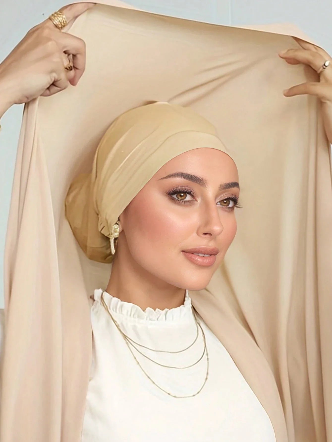 Attached Modal Bonnet Chiffon Hijab