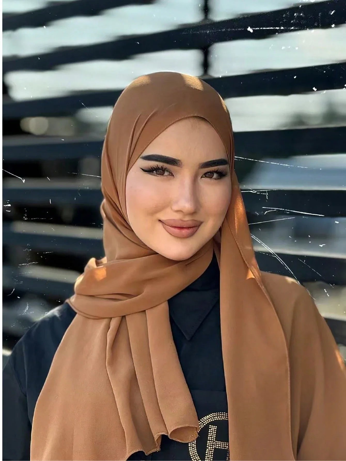 Plain Chiffon Pearl Hijab Scarf