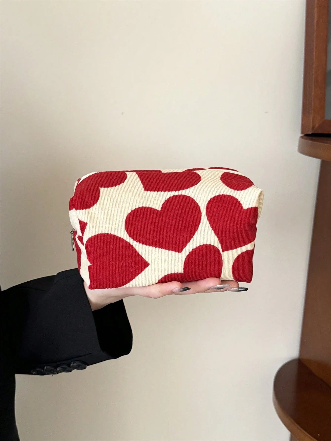 Red Heart Cosmetic Travel Bag