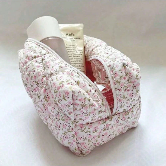 Flower Printed Travel Makeup Bag