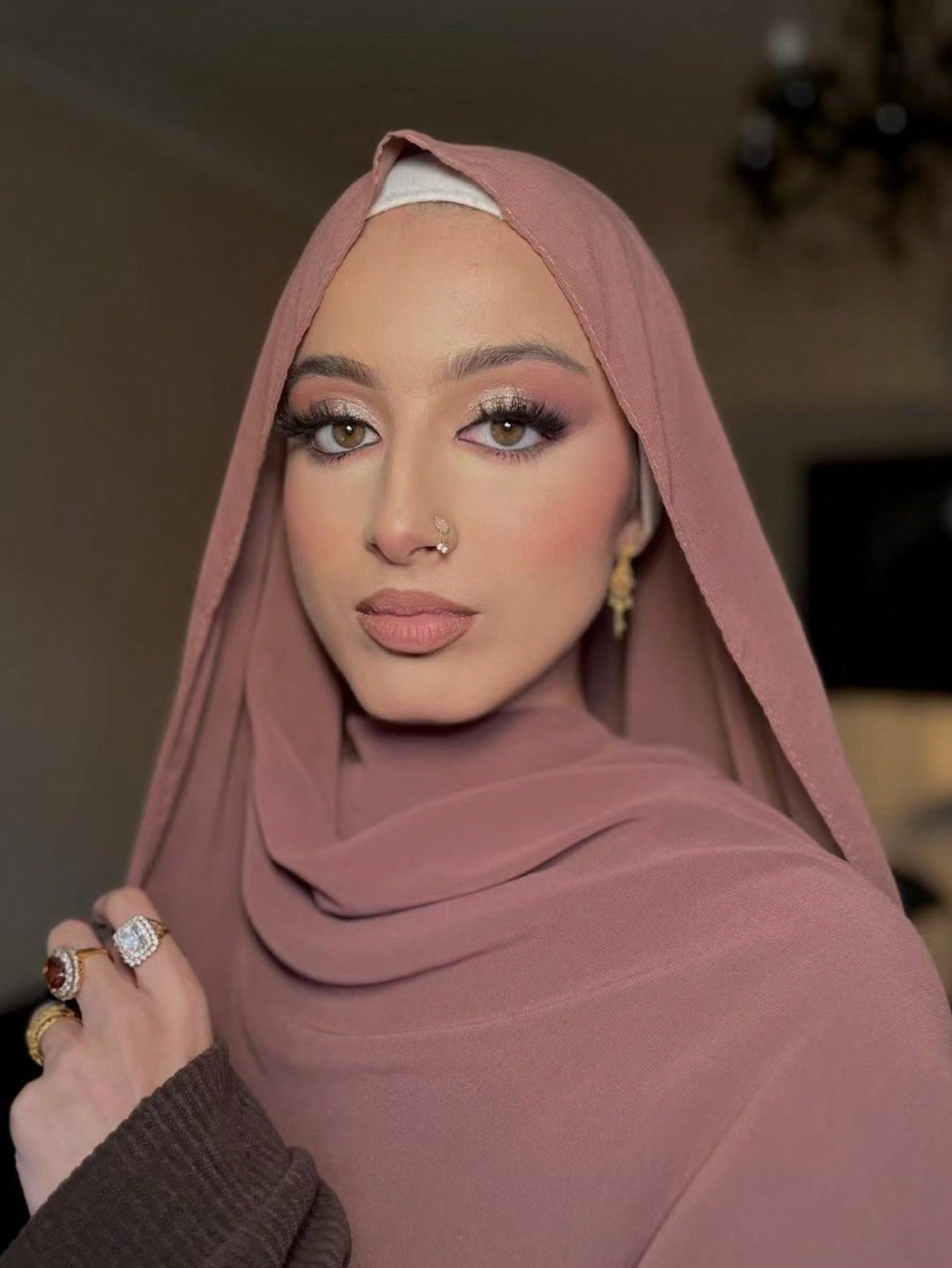 Faux Pearl Chiffon Hijab Scarf