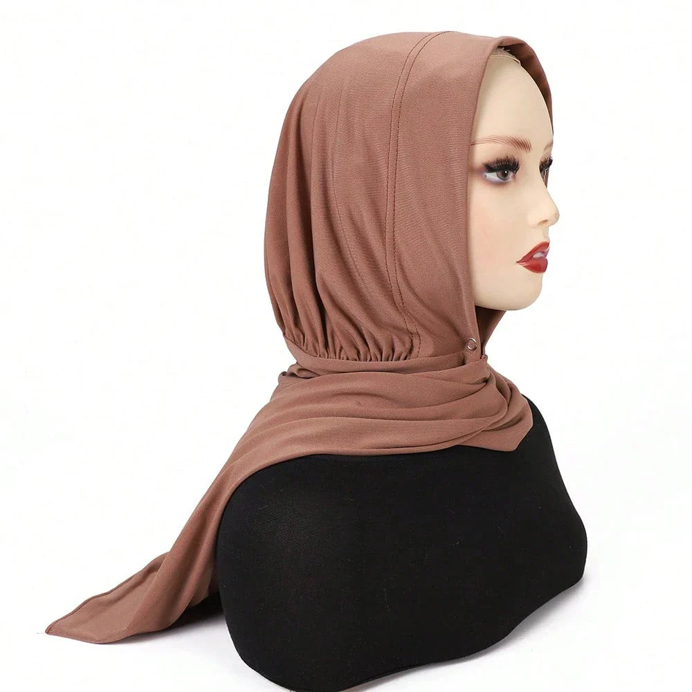 Instant Button Fastened Hijab