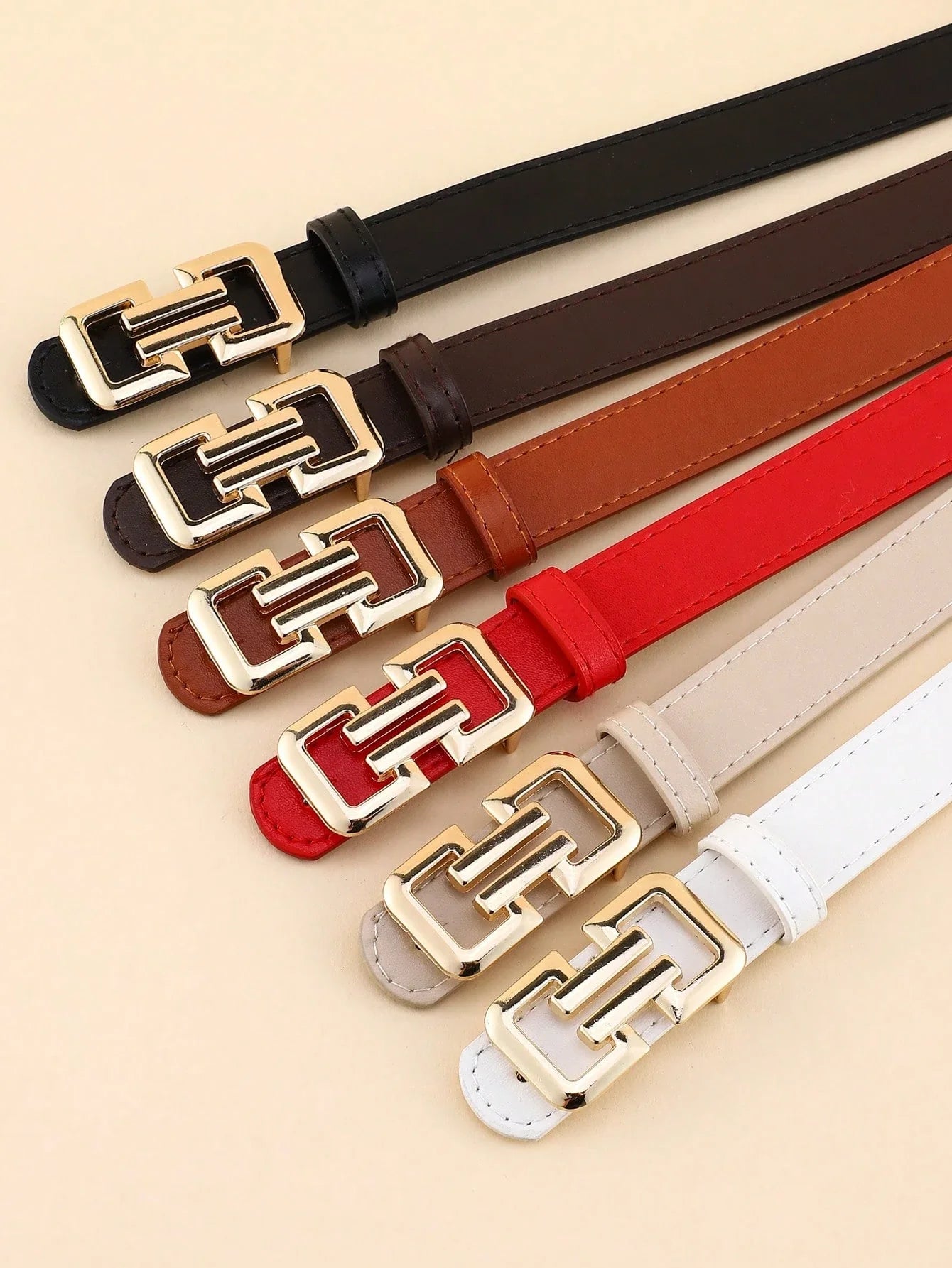 3PCS Shiny Buckle PU Belts