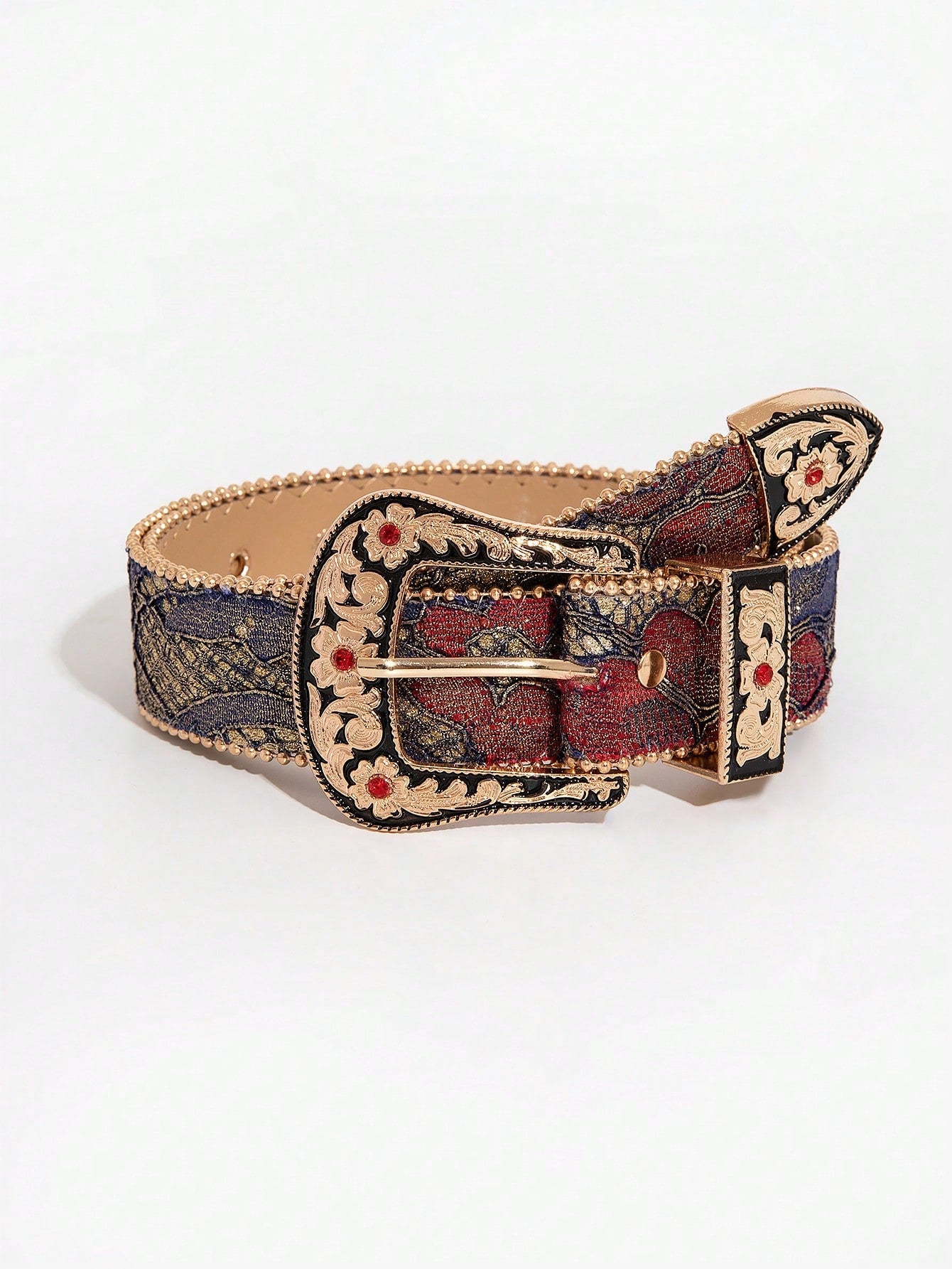 Multicolor Flower Embossed Belt