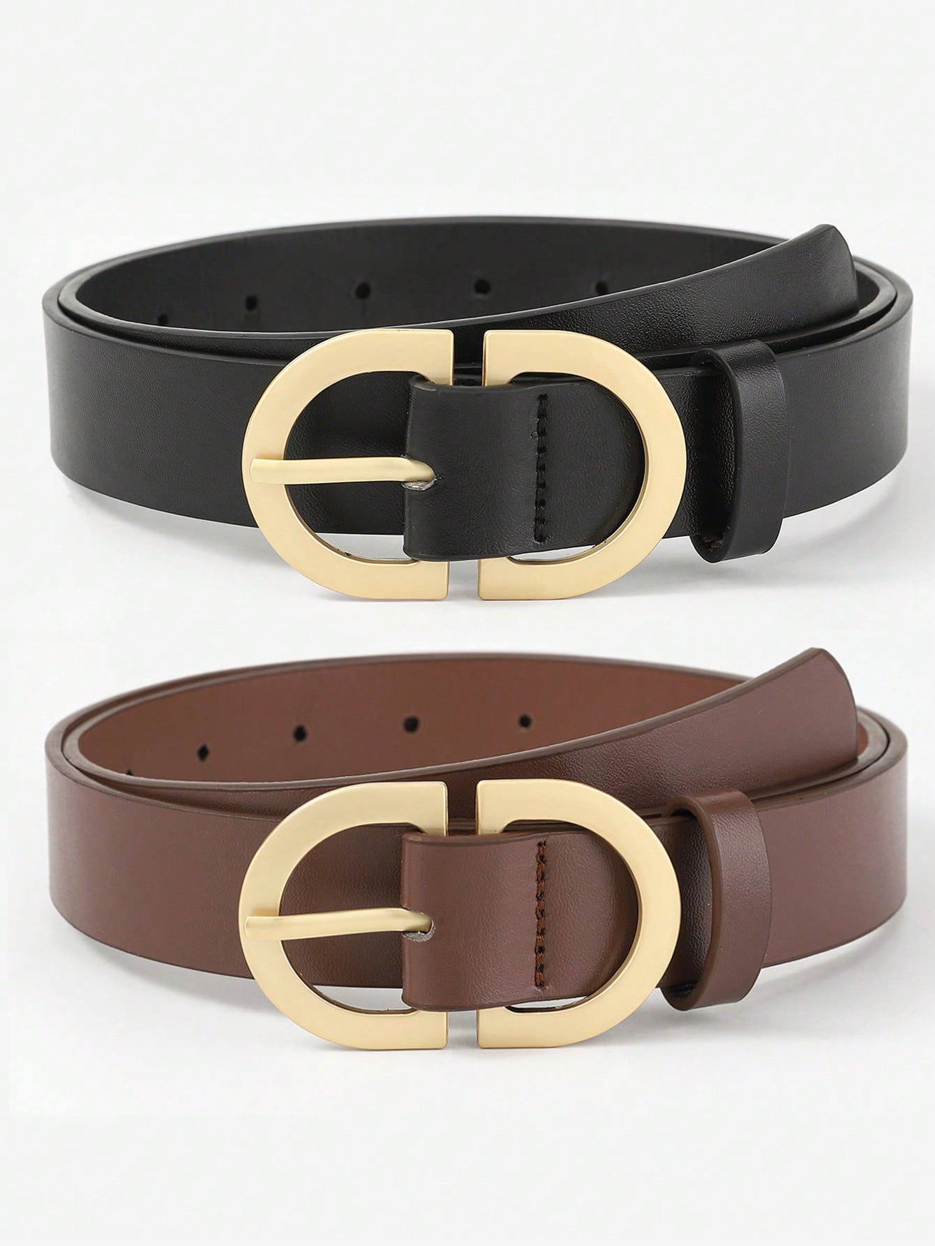 Women's Gold D-Ring Belt Set