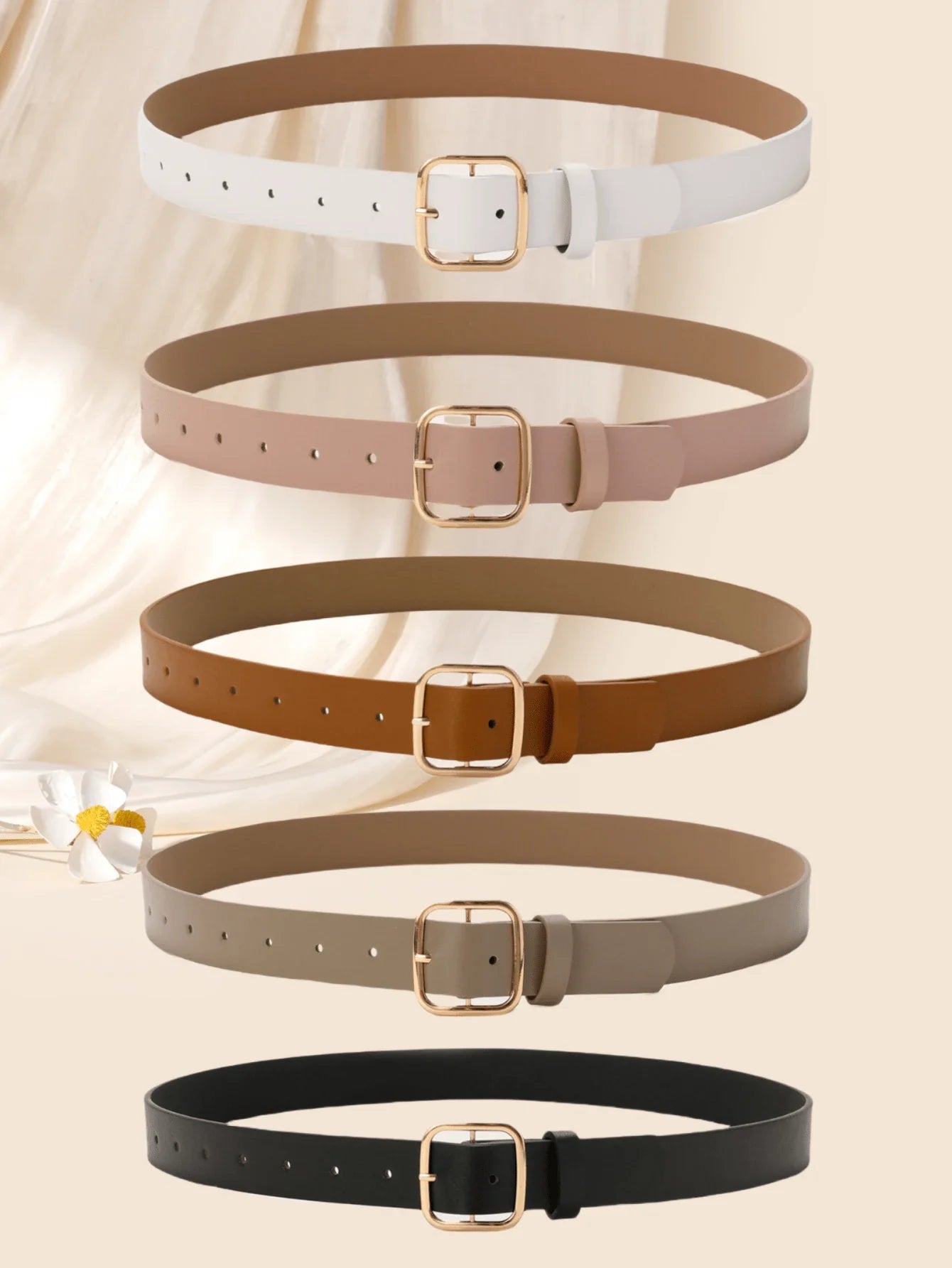 Retro Square Buckle Belt Set