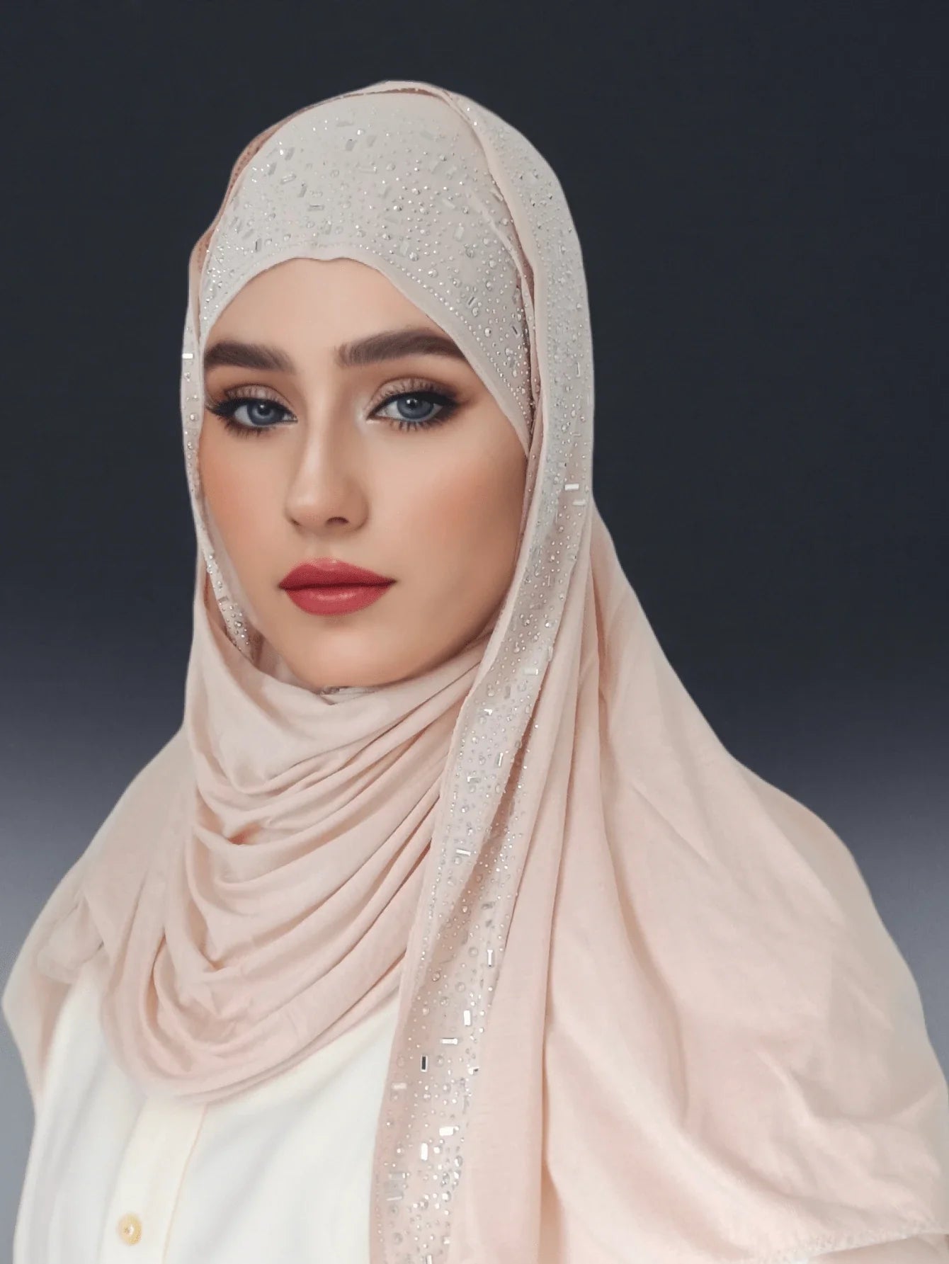 Hot Rhinestone Plain Jersey Hijab