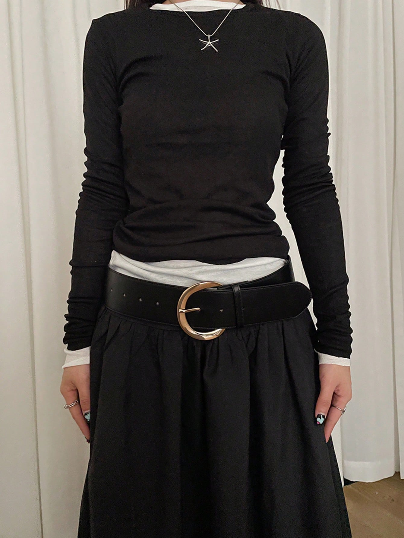 Coffee PU D-Buckle Waist Belt