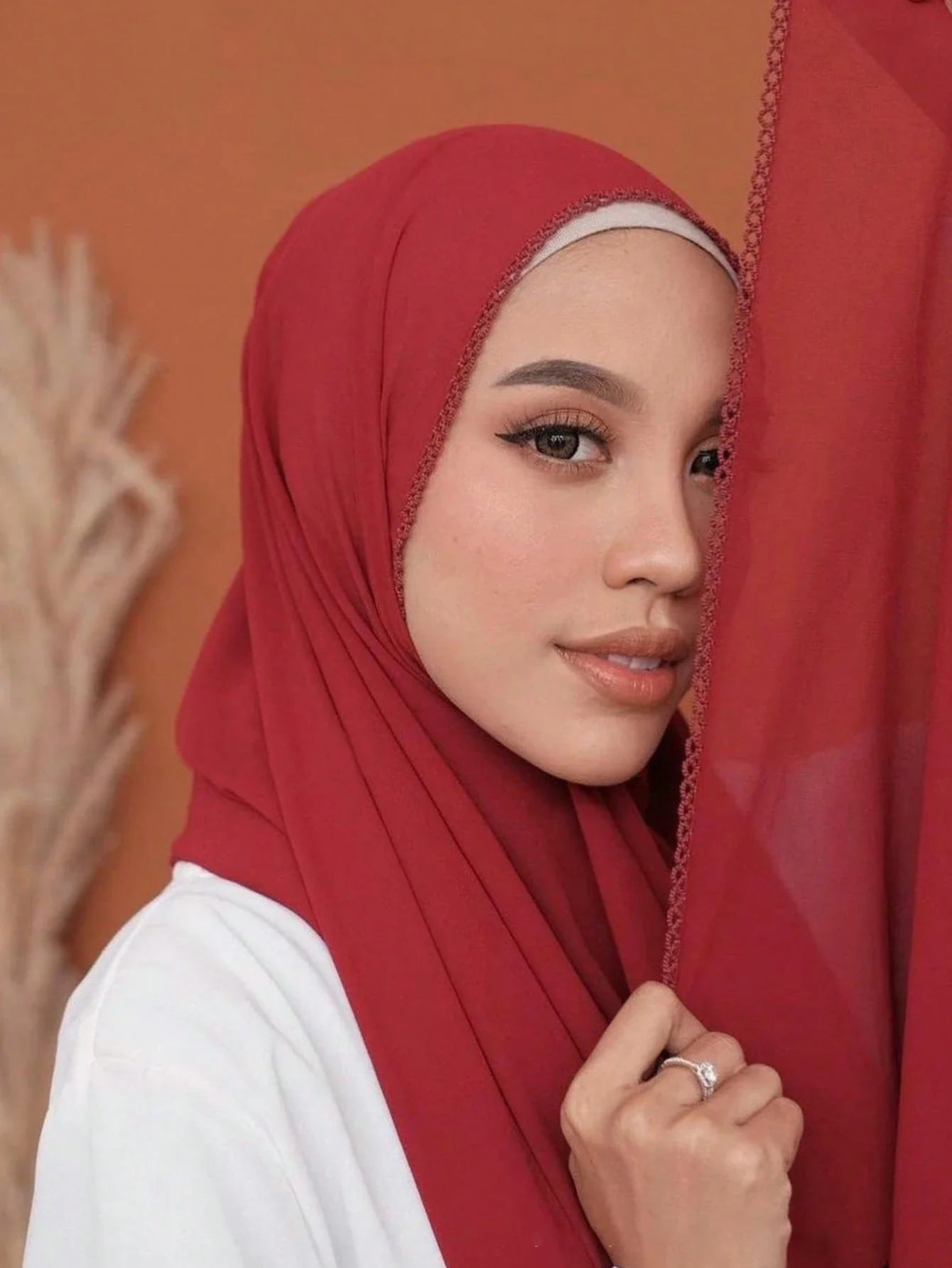 FADZOYLE Chiffon Crochet Edge Scarf